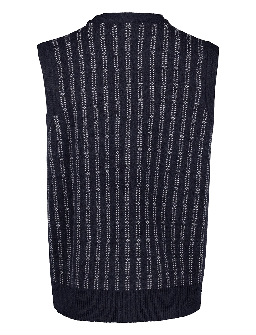 Lindbergh - Jacquard knitted slipover cardigan - strickwesten - navy mel - 1