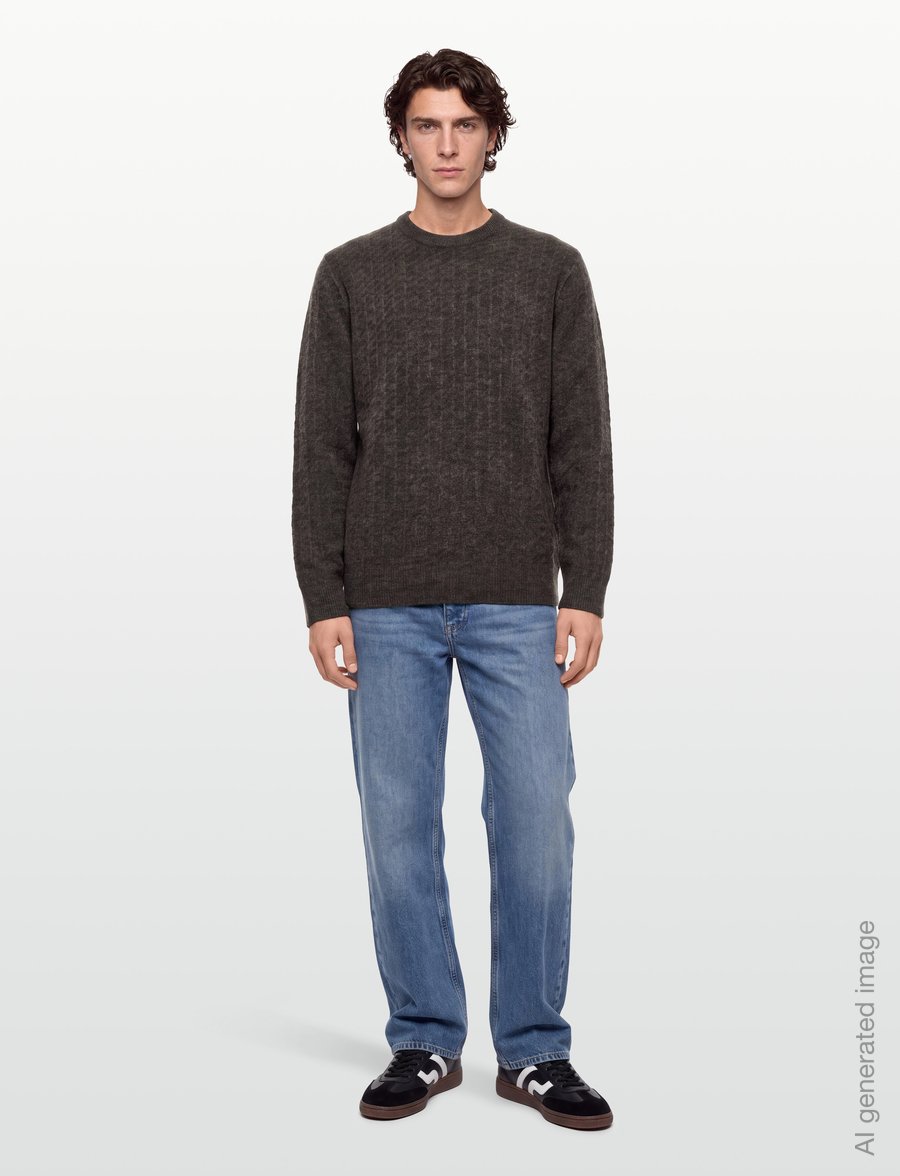 Lindbergh - Jacquard knitted o-neck L/D sweater - Ümara kaelusega - dk brown mel - 0