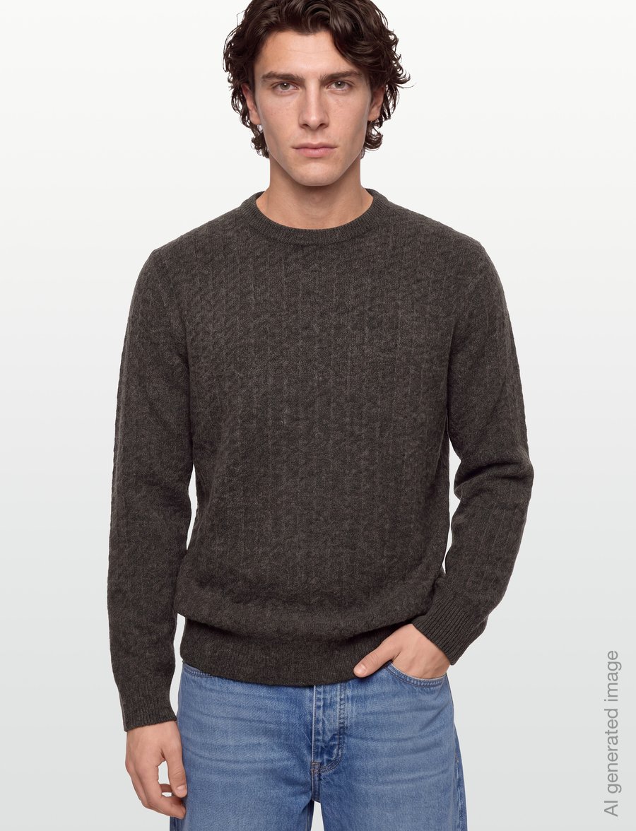 Lindbergh - Jacquard knitted o-neck L/D sweater - Ümara kaelusega - dk brown mel - 3