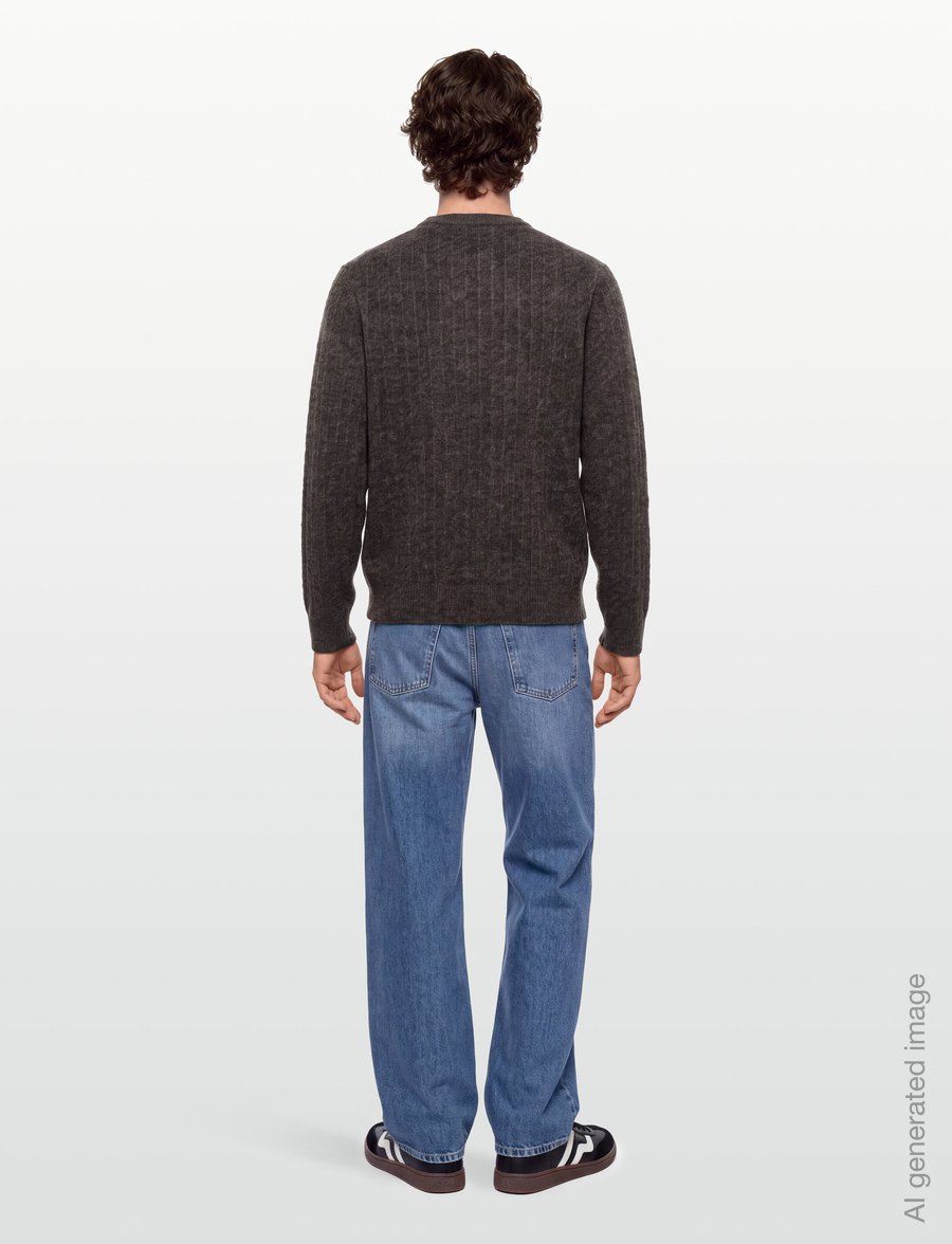 Lindbergh - Jacquard knitted o-neck L/D sweater - Ümara kaelusega - dk brown mel - 4