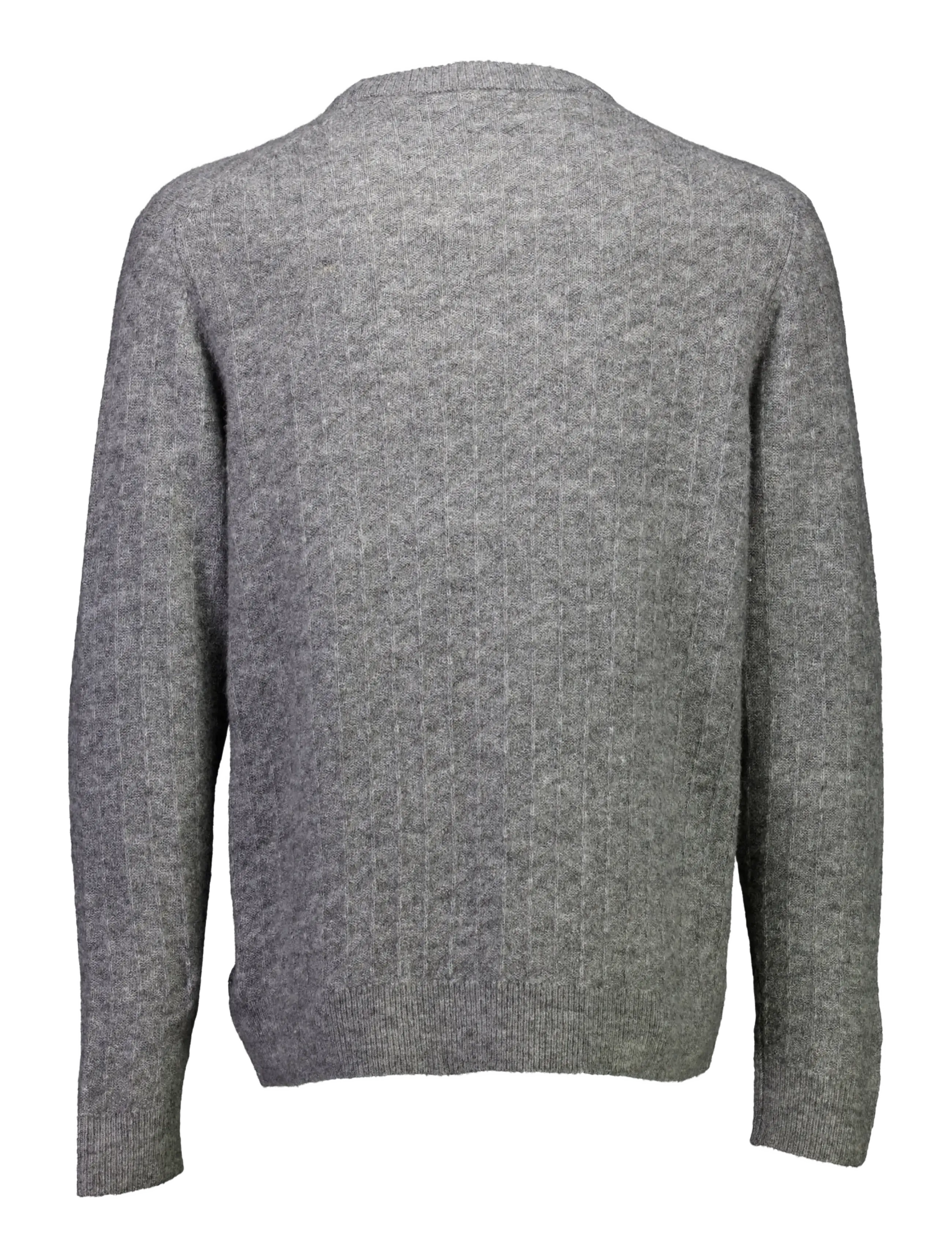 Lindbergh - Jacquard knitted o-neck L/D sweater - round necks - grey mel - 2