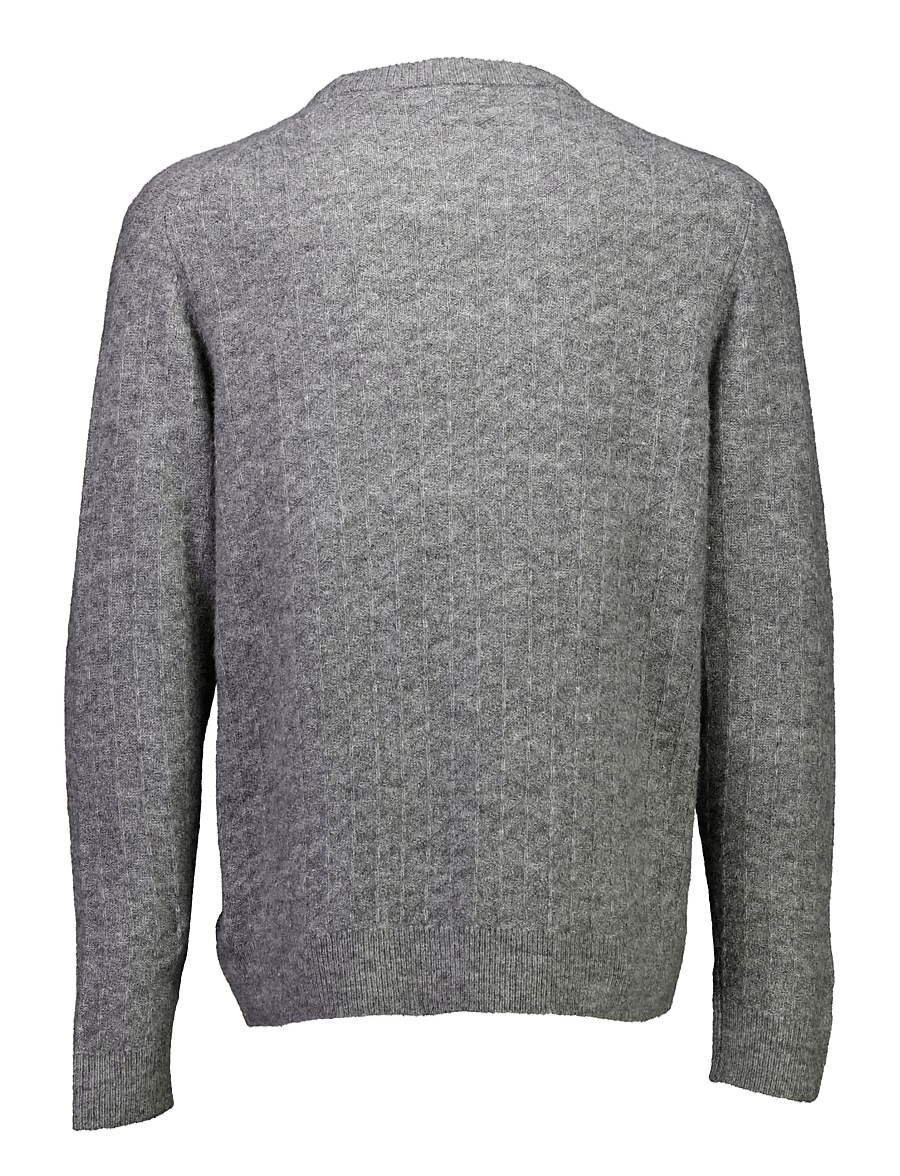 Lindbergh - Jacquard knitted o-neck L/D sweater - round necks - grey mel - 2