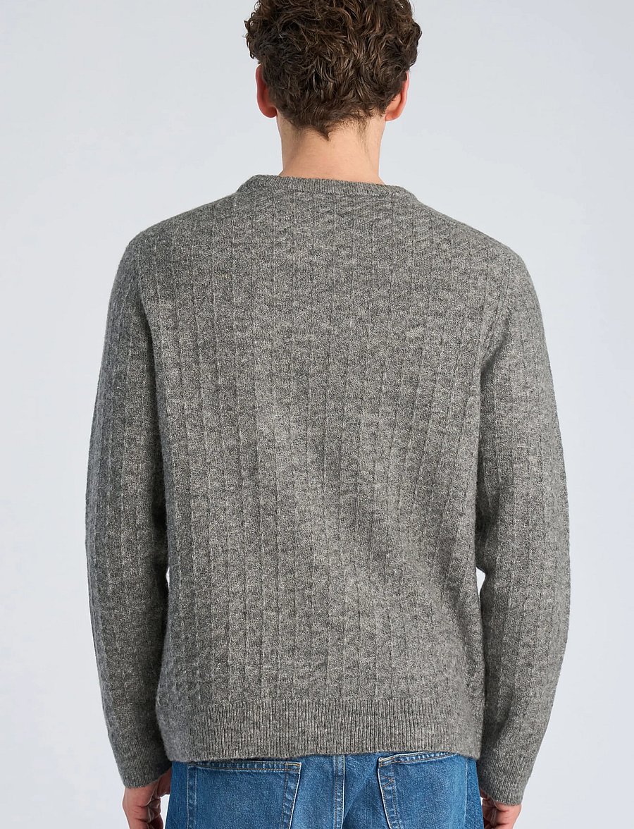 Lindbergh - Jacquard knitted o-neck L/D sweater - round necks - grey mel - 4