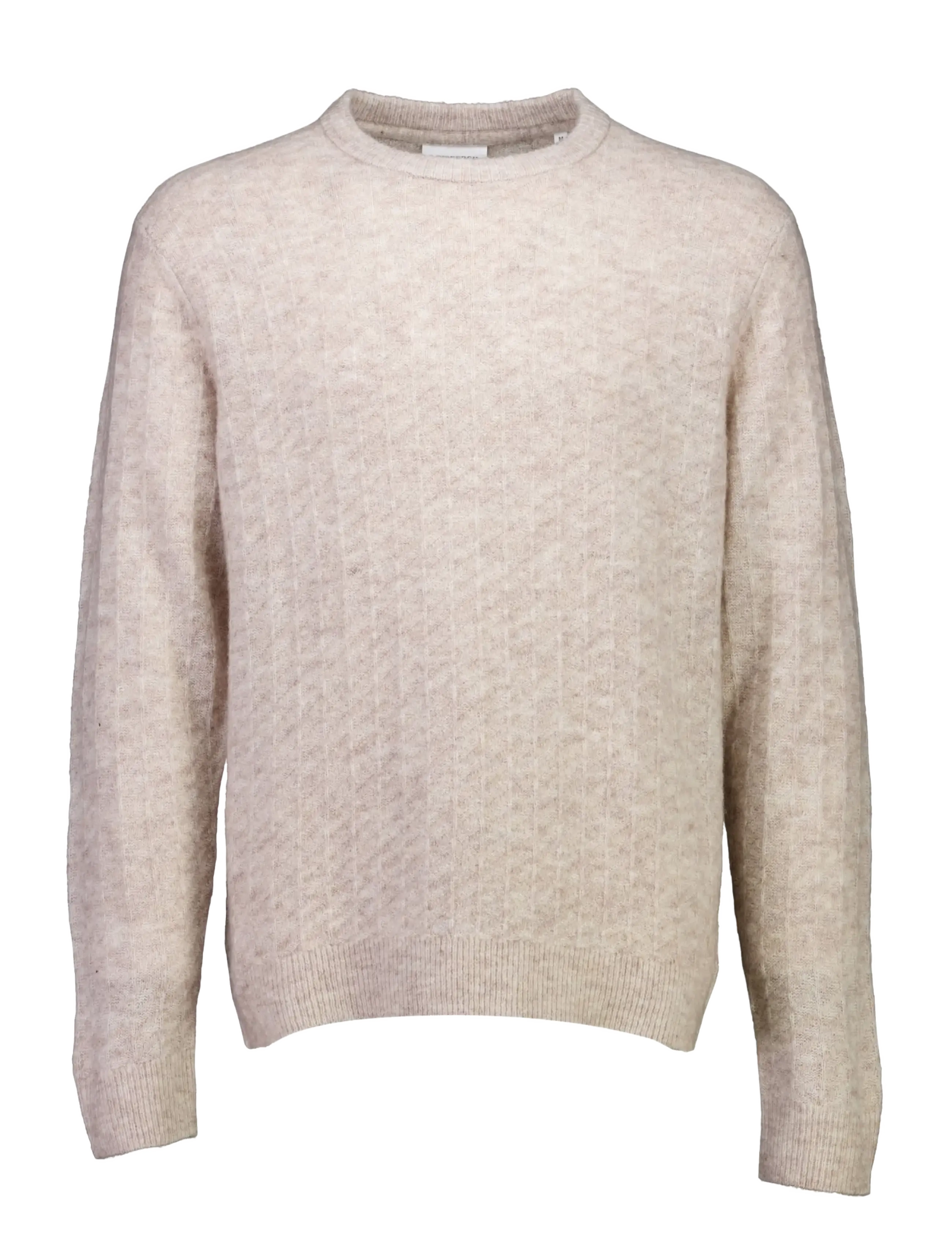 Lindbergh Jacquard knitted o-neck L/D sweater - Strik - LT SAND MEL / beige