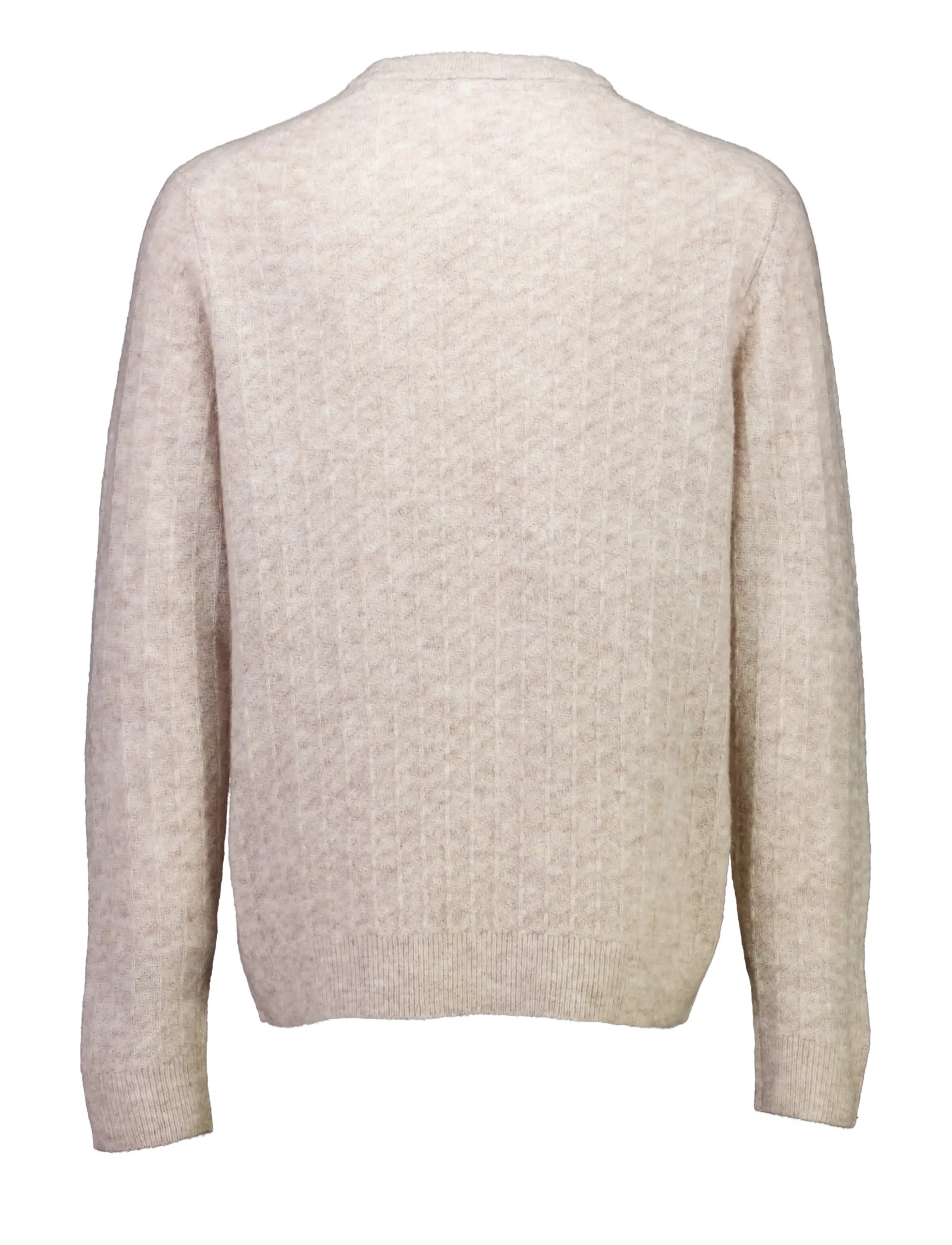Lindbergh - Jacquard knitted o-neck L/D sweater - rund hals - lt sand mel - 2