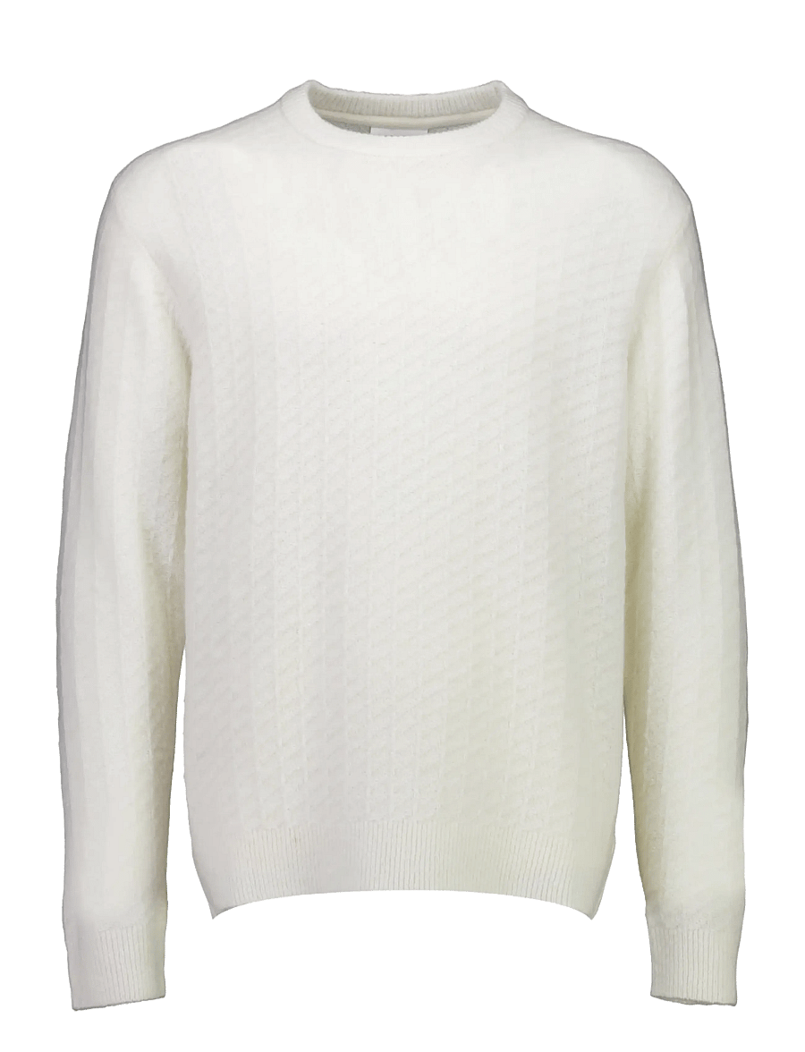 Lindbergh - Jacquard knitted o-neck L/D sweater - rund hals - off white - 1