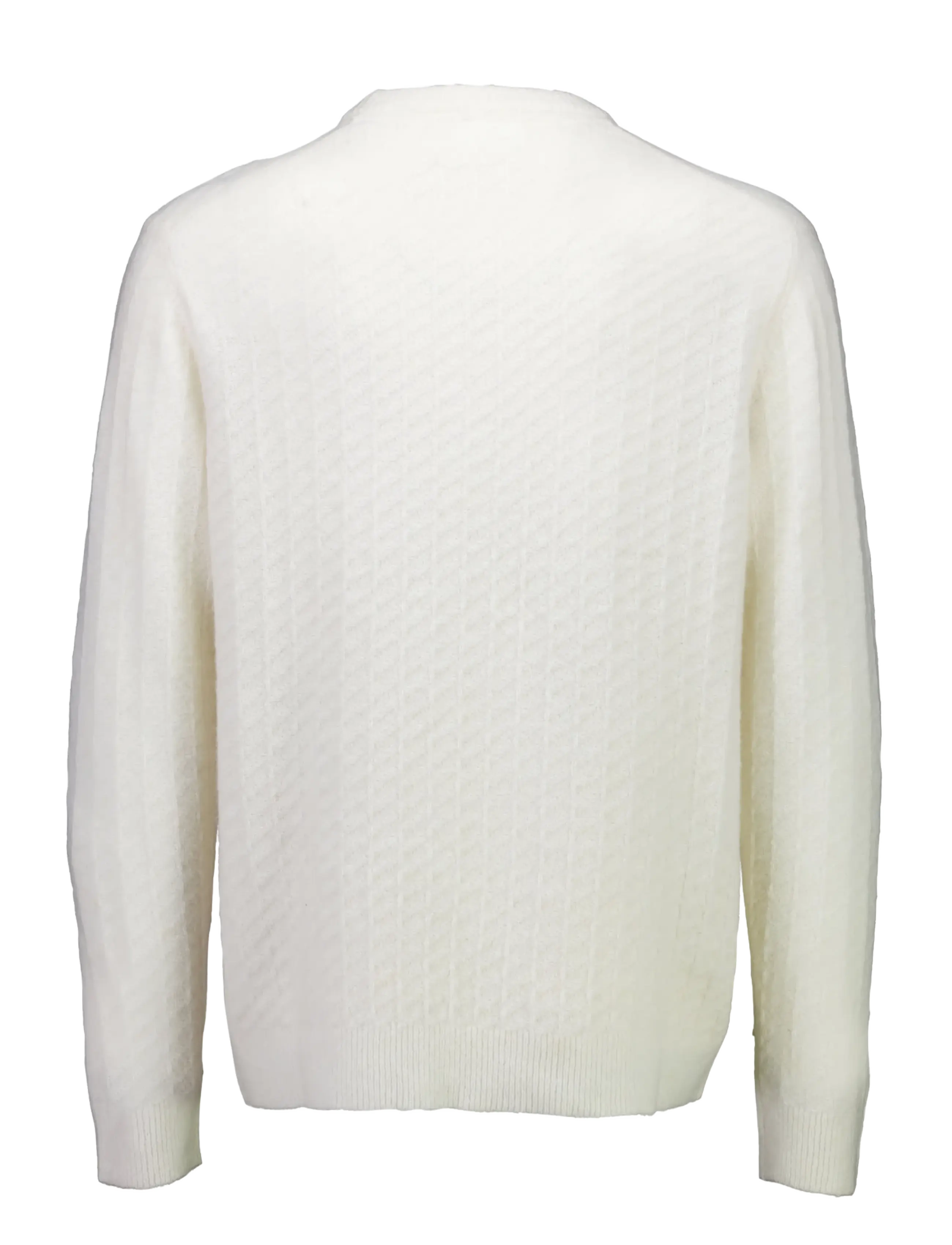 Lindbergh - Jacquard knitted o-neck L/D sweater - rund hals - off white - 2