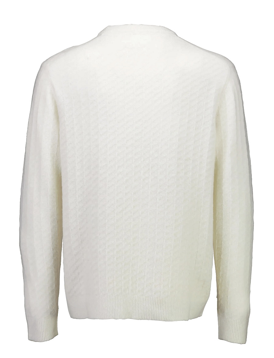 Lindbergh - Jacquard knitted o-neck L/D sweater - rund hals - off white - 2