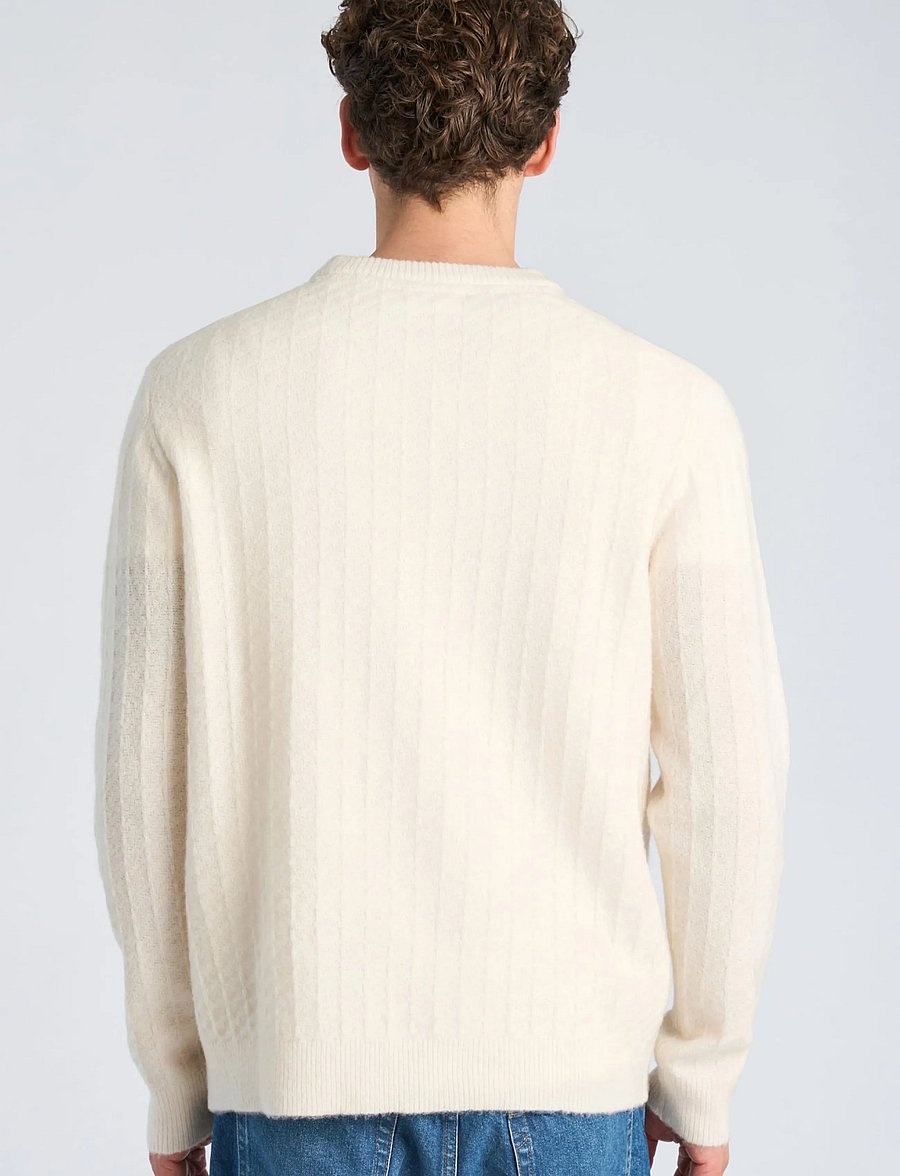 Lindbergh - Jacquard knitted o-neck L/D sweater - rund hals - off white - 5