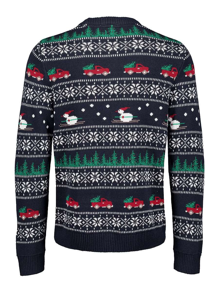 Lindbergh - Winter village jaqucard o-neck knit - Ümara kaelusega - dk blue - 2