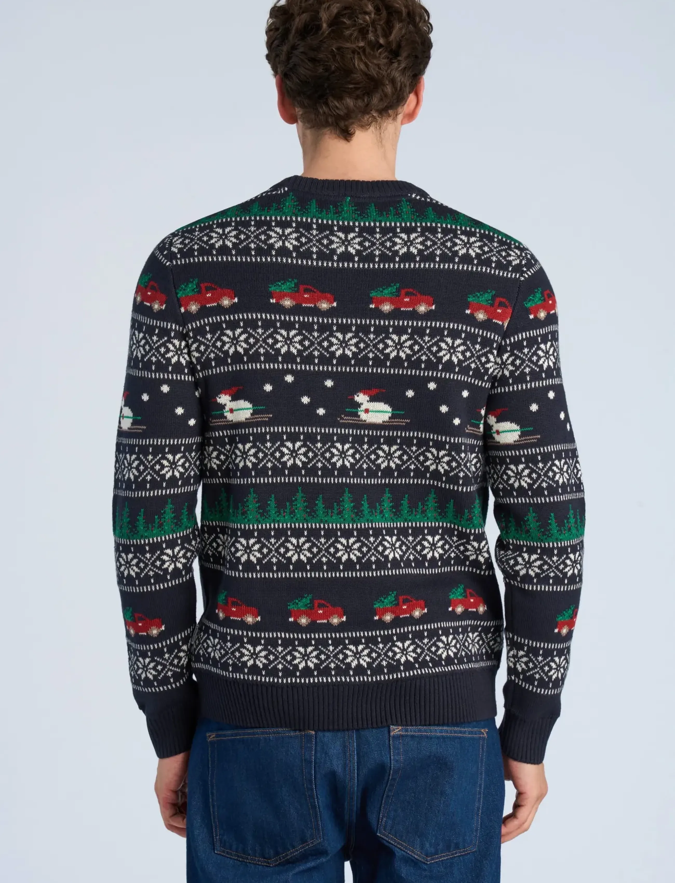 Lindbergh - Winter village jaqucard o-neck knit - Ümara kaelusega - dk blue - 4