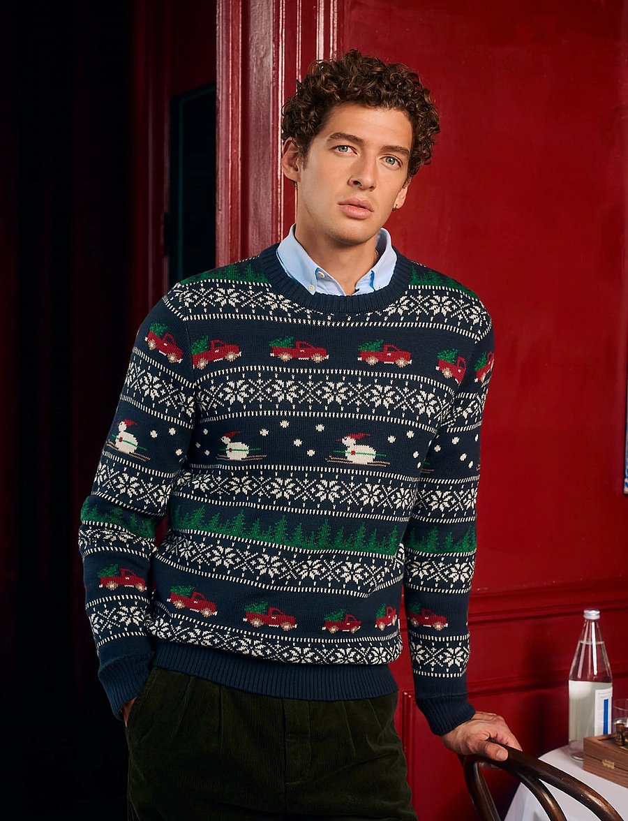 Lindbergh - Winter village jaqucard o-neck knit - Ümara kaelusega - dk blue - 5