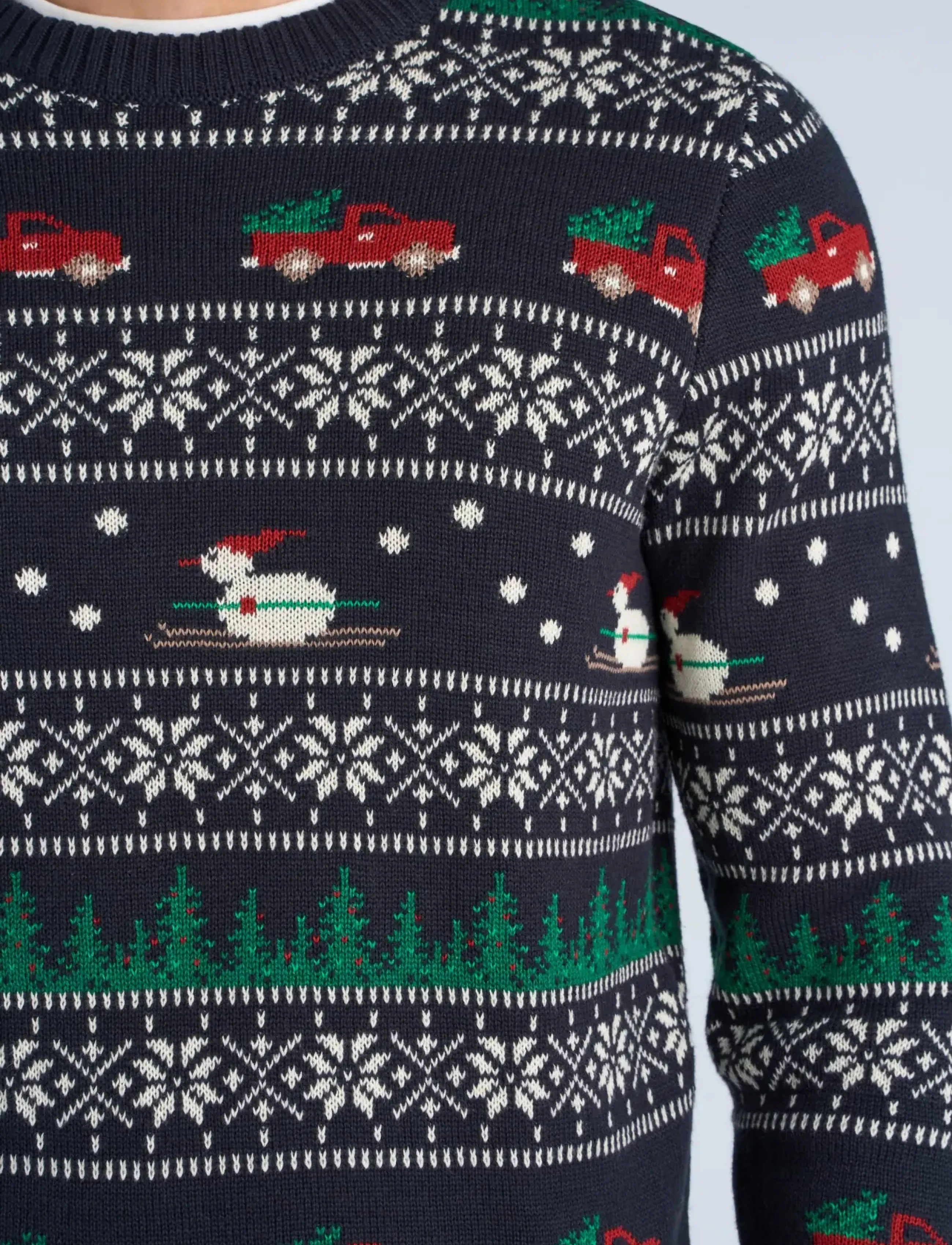 Lindbergh Winter Village Jaqucard O-Neck Knit stickade tröjor herr – bild 5