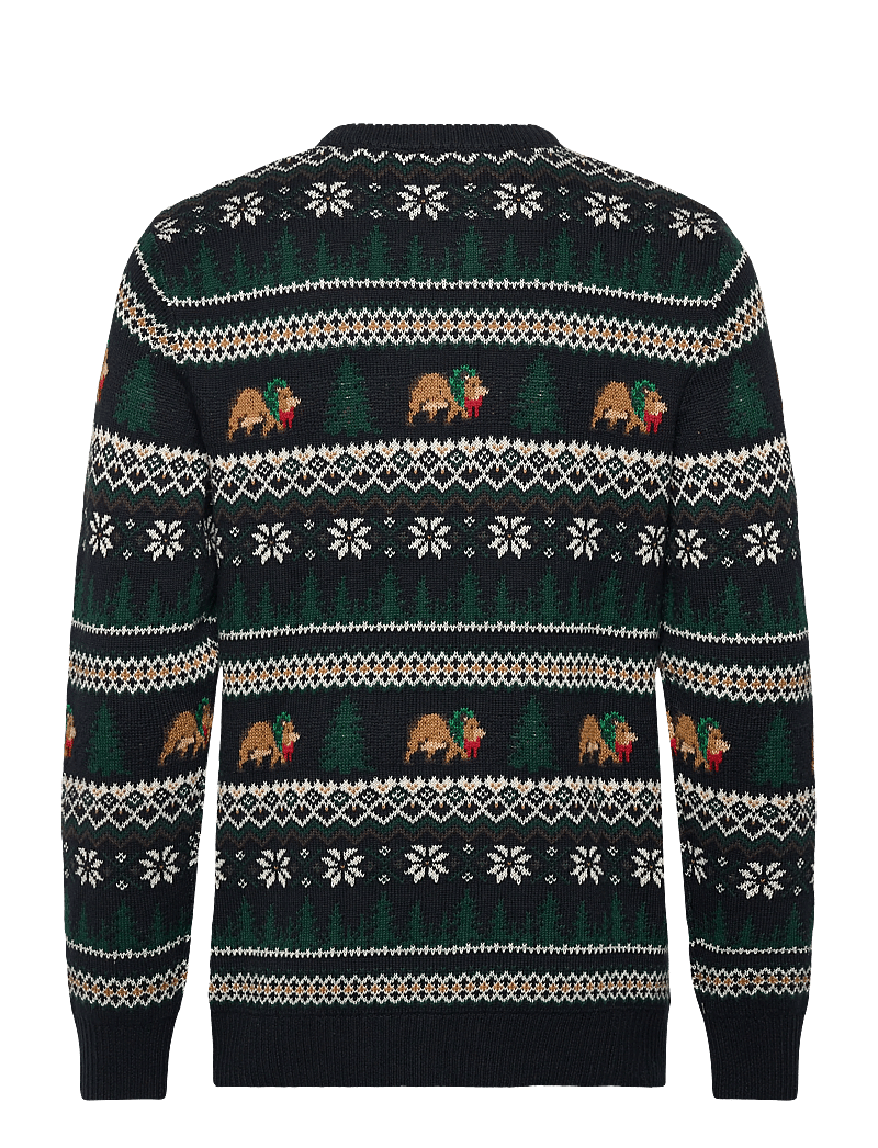 Lindbergh - Winter village jaqucard o-neck knit - rundhals - navy - 1