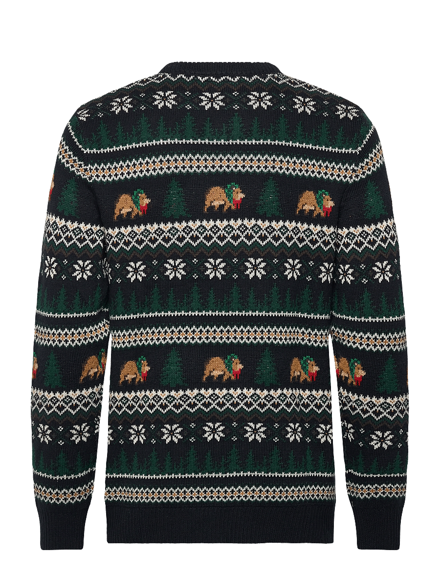 Lindbergh - Winter village jaqucard o-neck knit - rundhals - navy - 1
