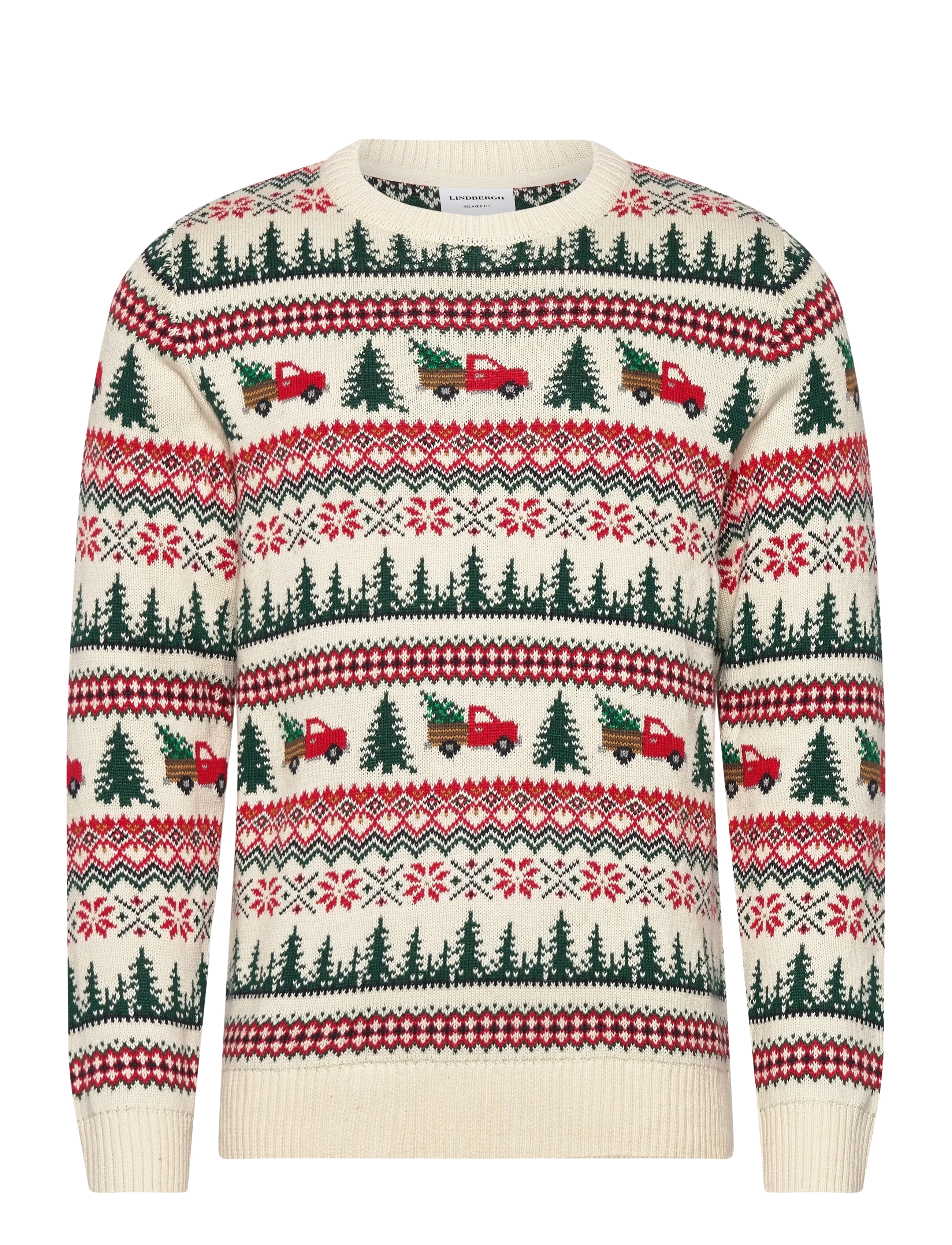 Winter village jaqucard o-neck knit - OFF WHITE