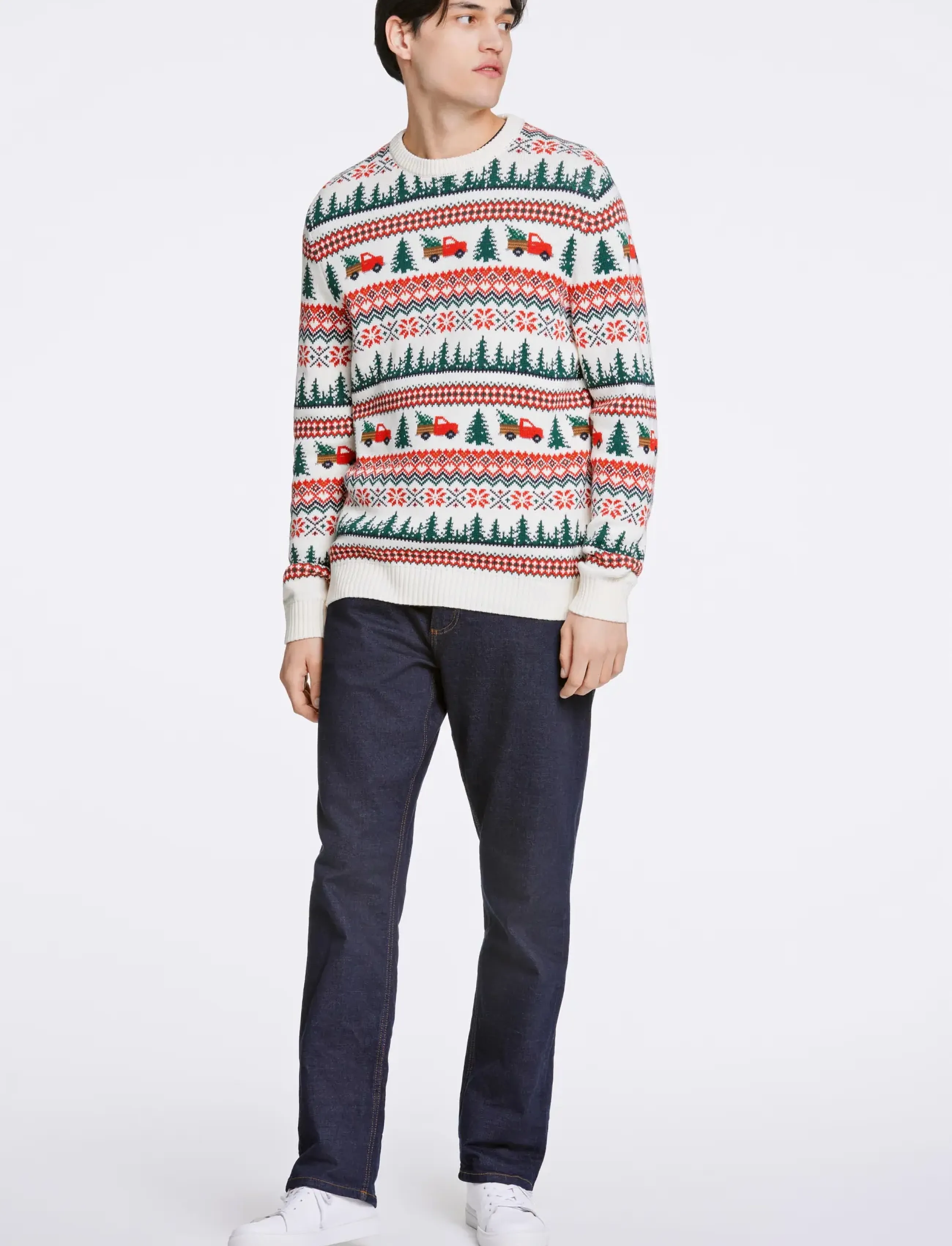 Lindbergh Winter village jaqucard o-neck knit - Kollektioner - OFF WHITE / cream