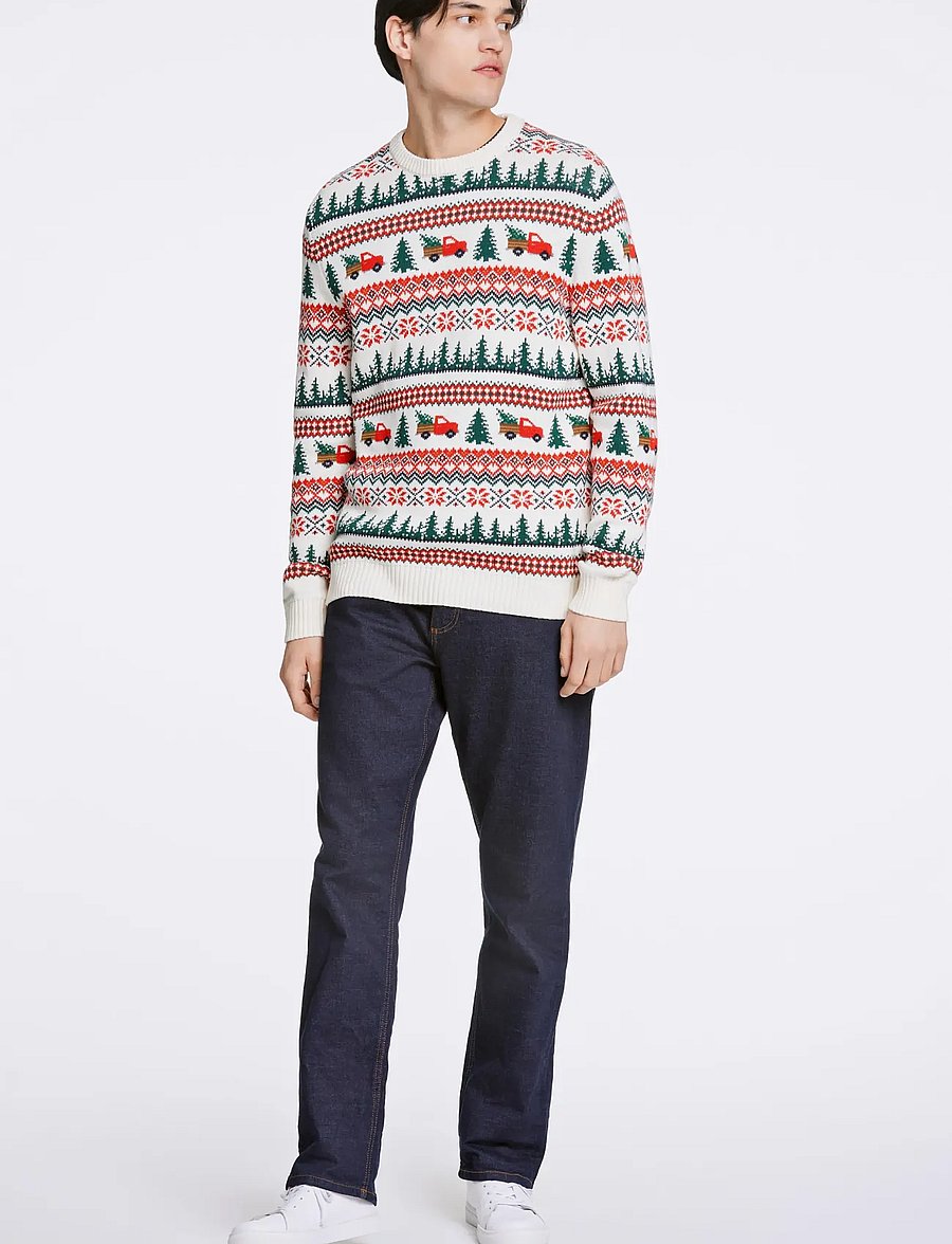 Lindbergh - Winter village jaqucard o-neck knit - rundhalsad - off white - 0