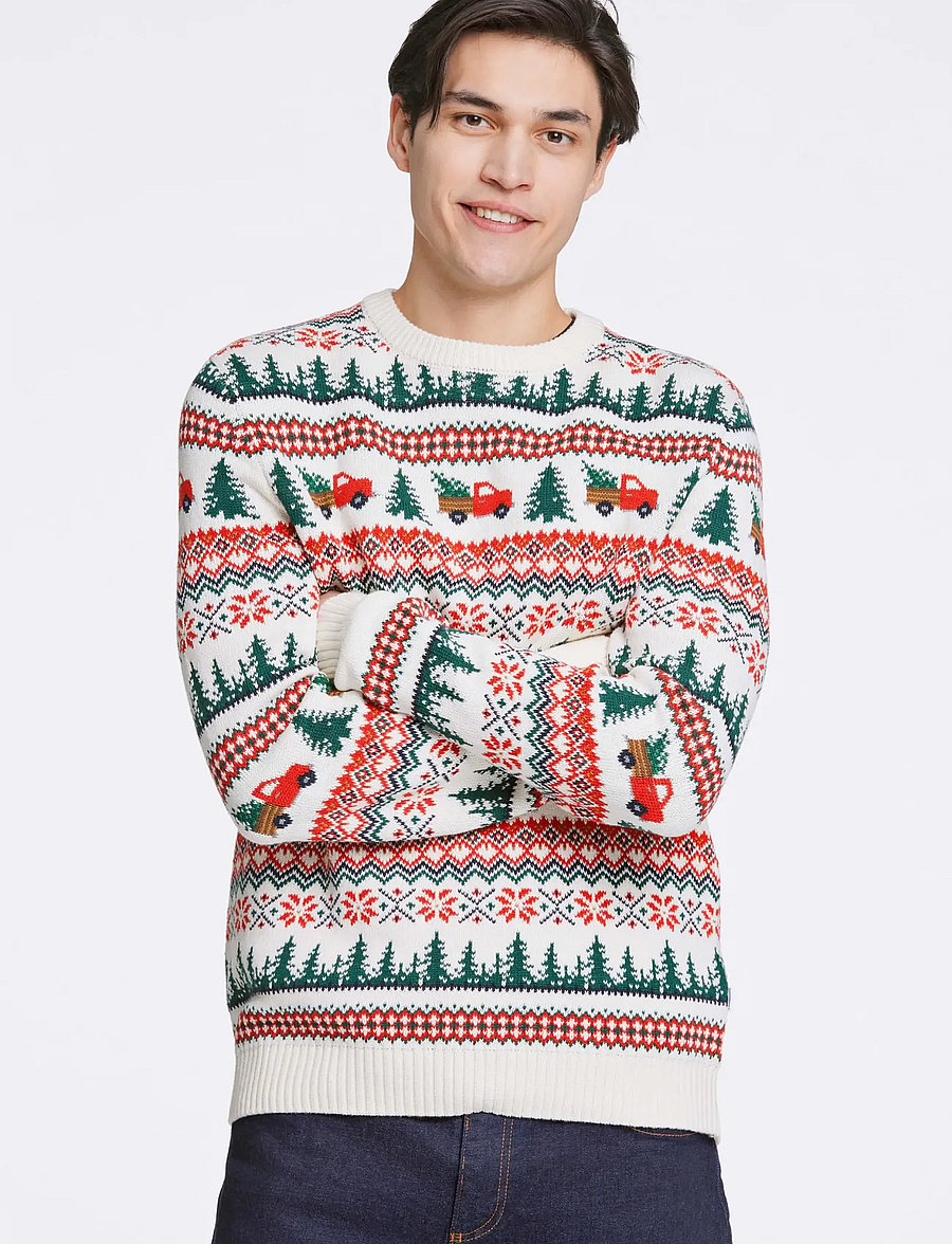 Lindbergh - Winter village jaqucard o-neck knit - rundhalsad - off white - 3