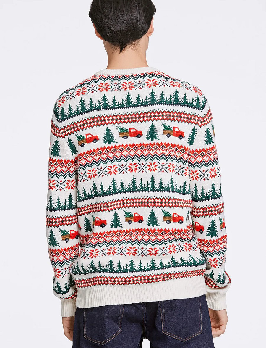Lindbergh - Winter village jaqucard o-neck knit - rundhalsad - off white - 4