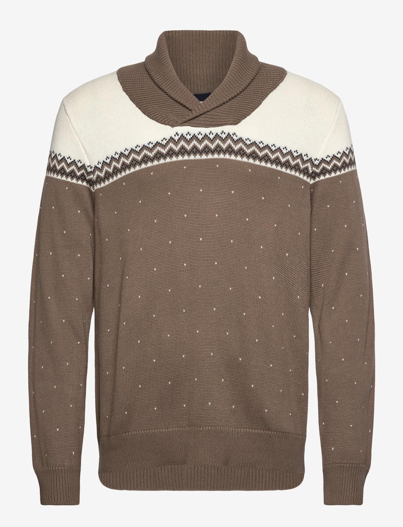 Lindbergh - Xmas shawl collar knit - v-necks - brown - 0