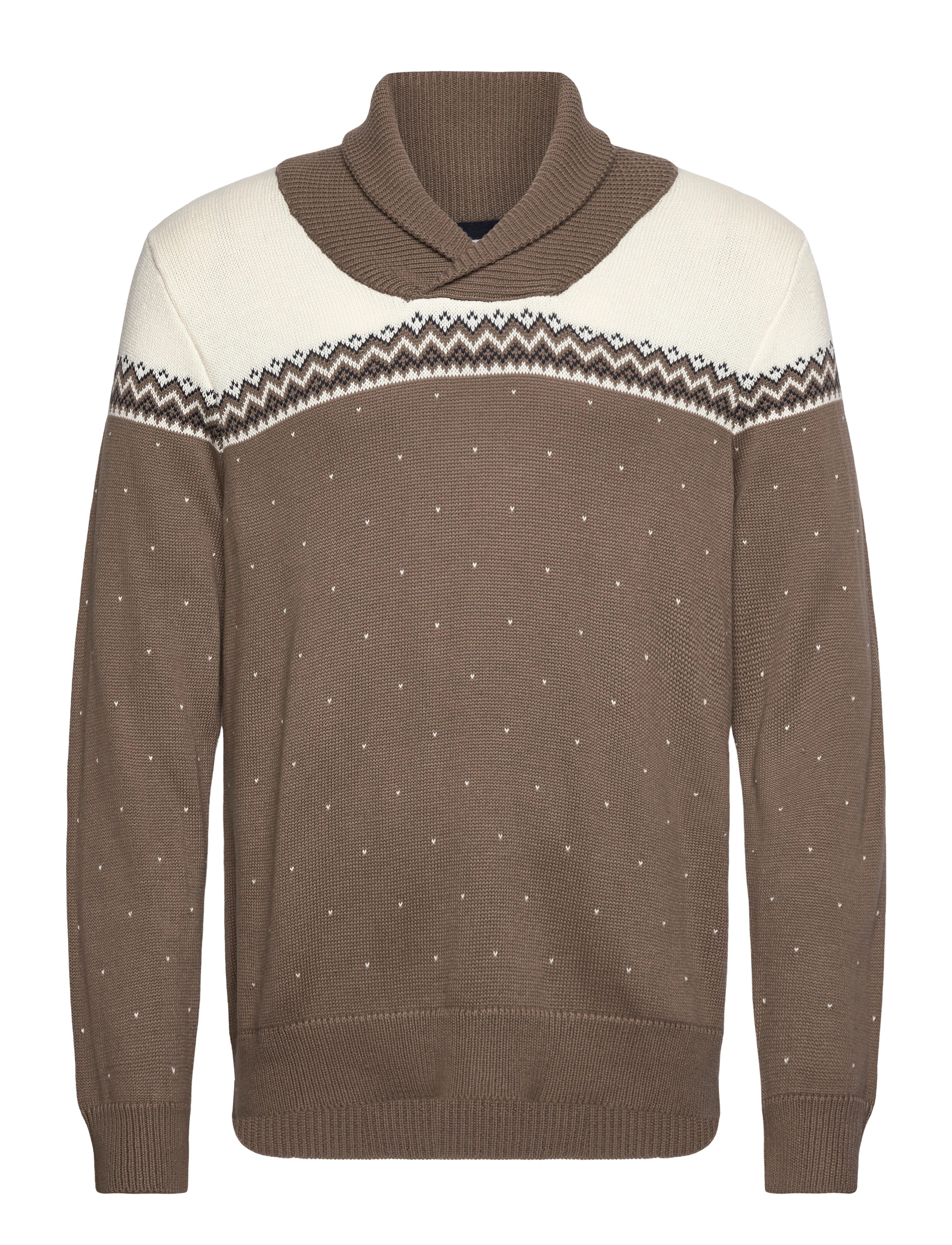 Lindbergh Xmas shawl collar knit - Strickmode - BROWN / brown