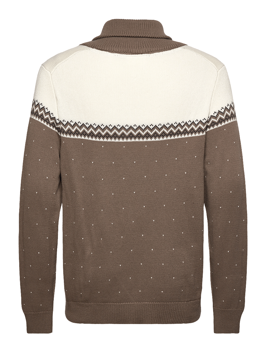 Lindbergh - Xmas shawl collar knit - v-ausschnitt - brown - 1