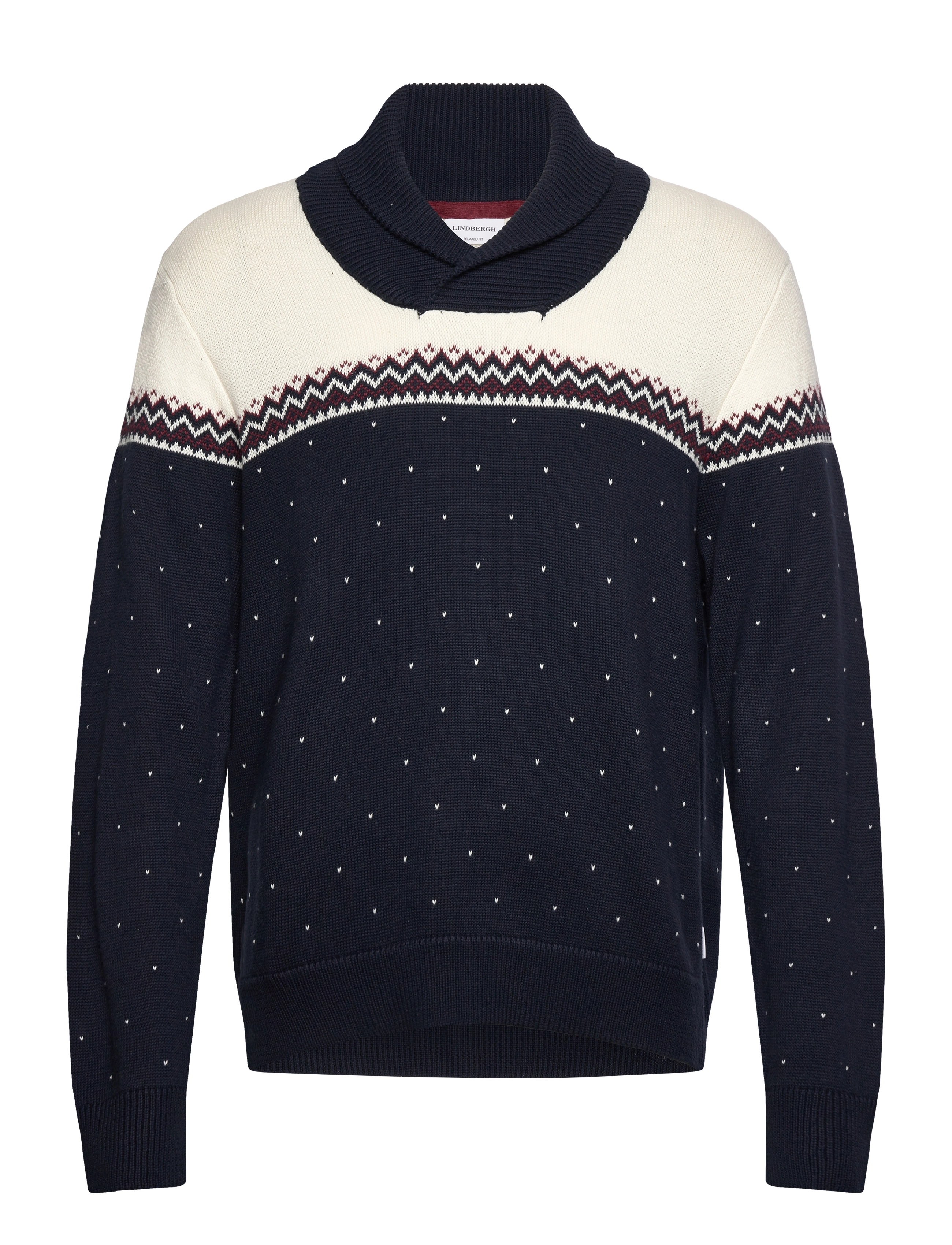 Lindbergh Xmas shawl collar knit - Kudumid - NAVY / navy