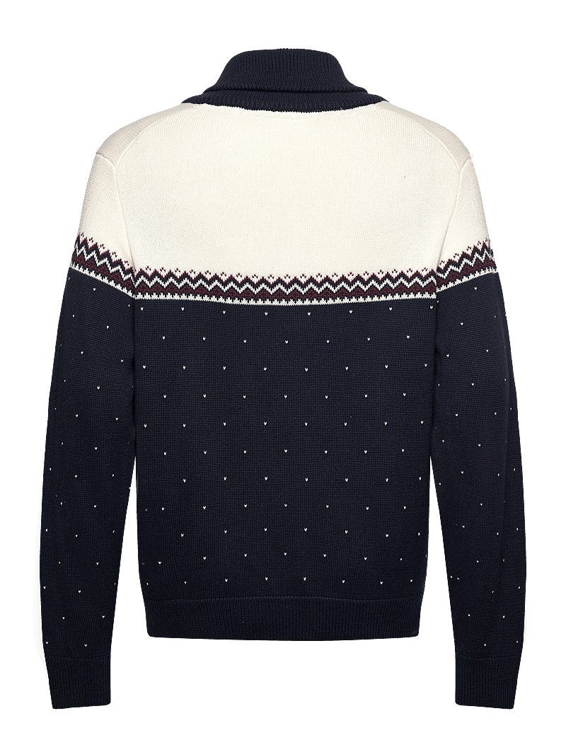 Lindbergh - Xmas shawl collar knit - v-ringat - navy - 1