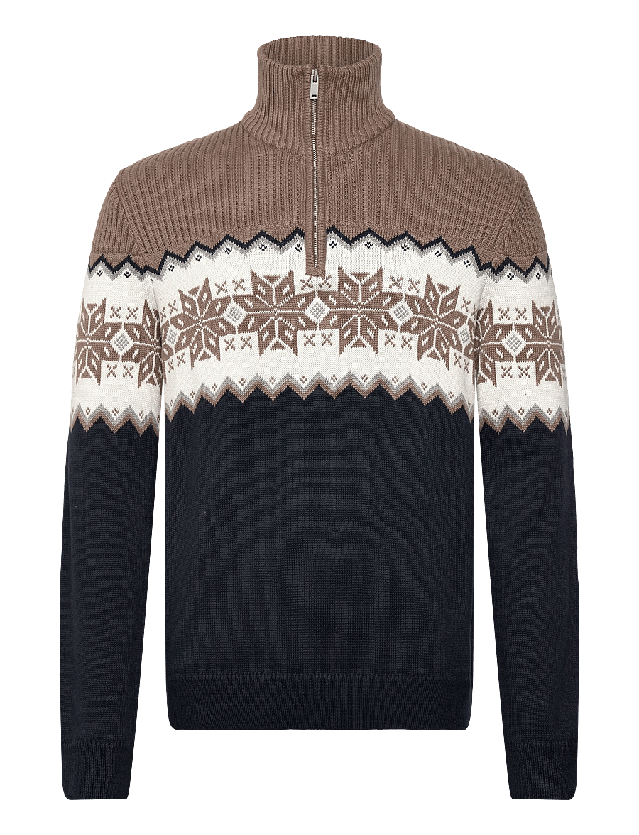 Lindbergh - Jacquard half zip christmas knit - halfzip strik - navy - 0
