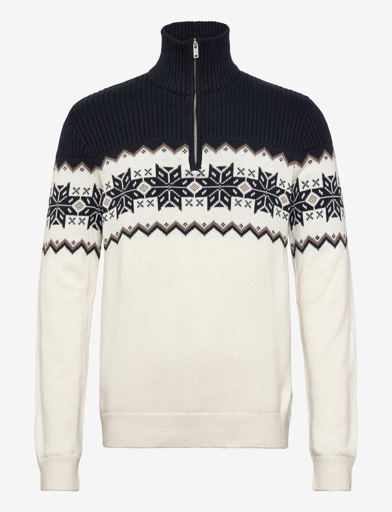 Lindbergh - Jacquard half zip christmas knit - halfzip strik - off white - 0