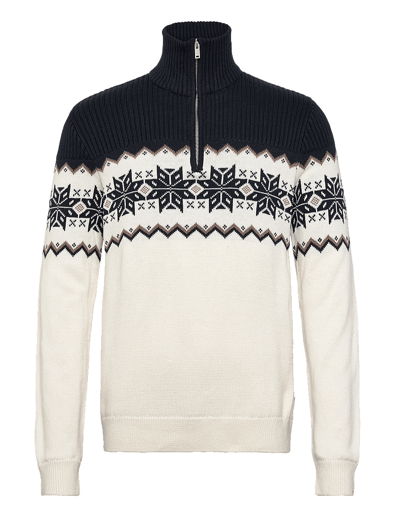 Lindbergh - Jacquard half zip christmas knit - pullover mit halbem reißverschluss - off white - 0