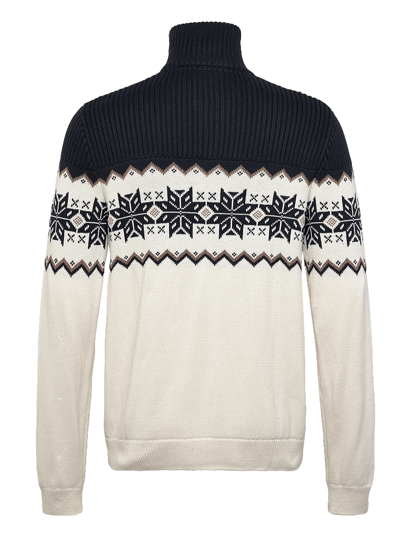 Lindbergh - Jacquard half zip christmas knit - half zip jumpers - off white - 1