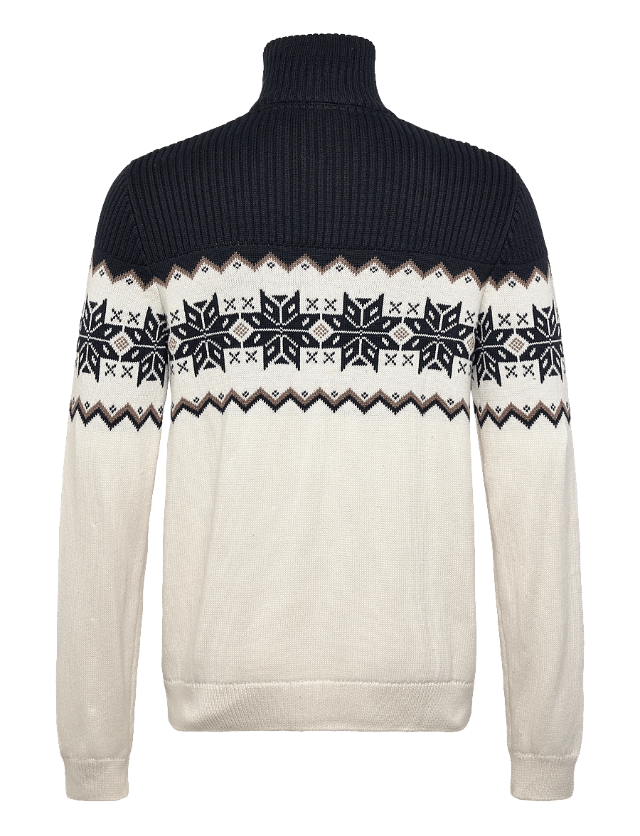 Lindbergh - Jacquard half zip christmas knit - pullover mit halbem reißverschluss - off white - 1
