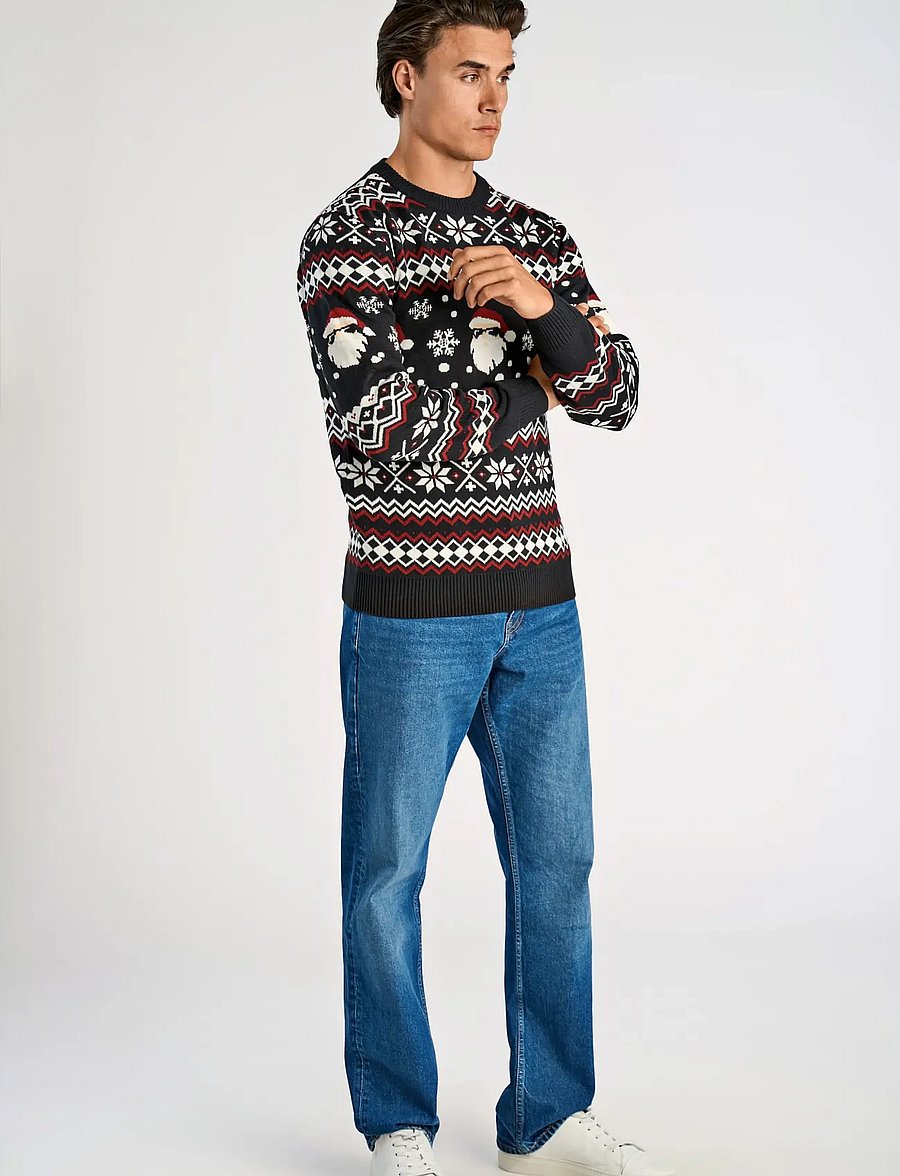 Lindbergh - Santa jacquard sweater - round necks - black - 0