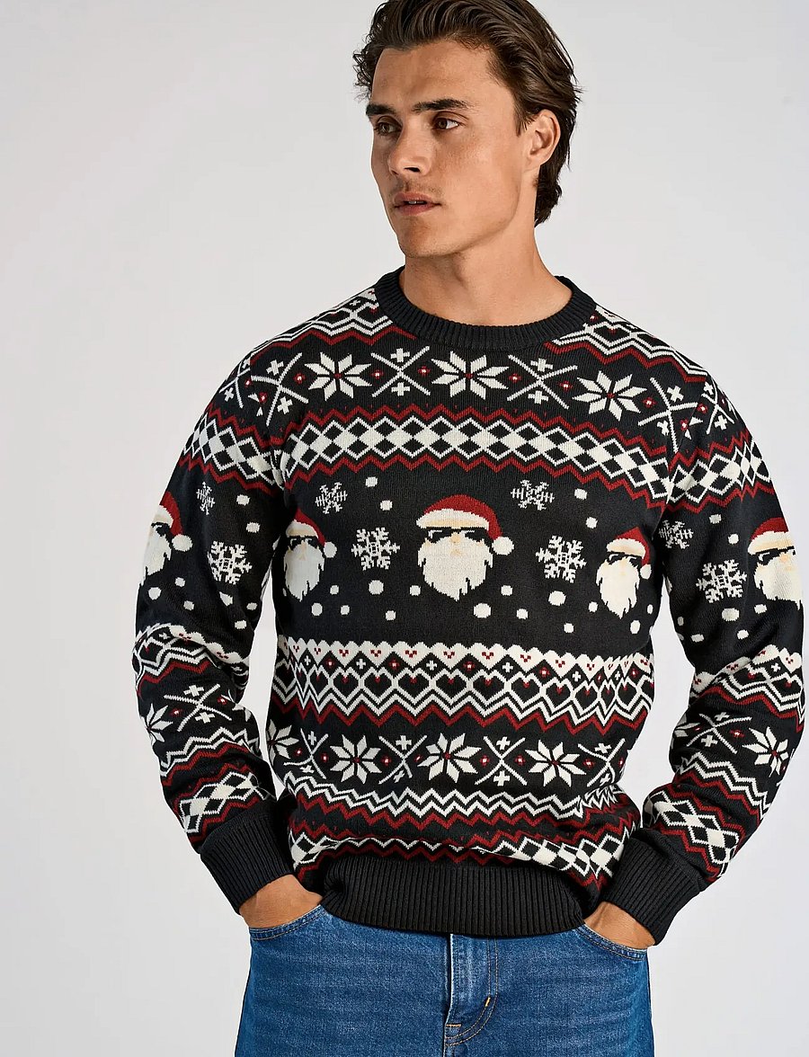Lindbergh - Santa jacquard sweater - round necks - black - 3