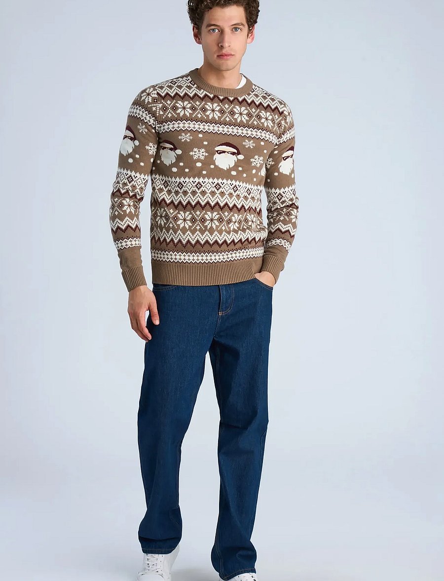 Lindbergh - Santa jacquard sweater - round necks - brown - 0