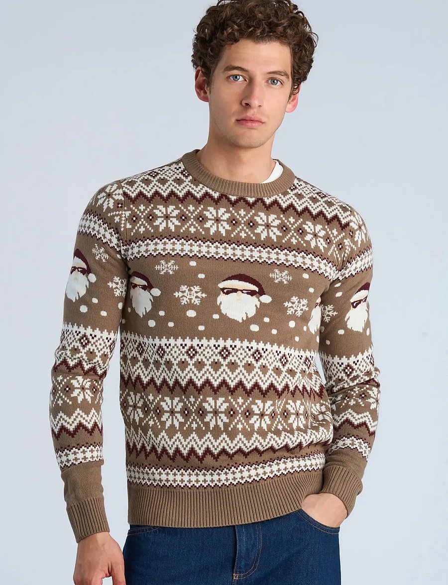 Lindbergh - Santa jacquard sweater - round necks - brown - 3