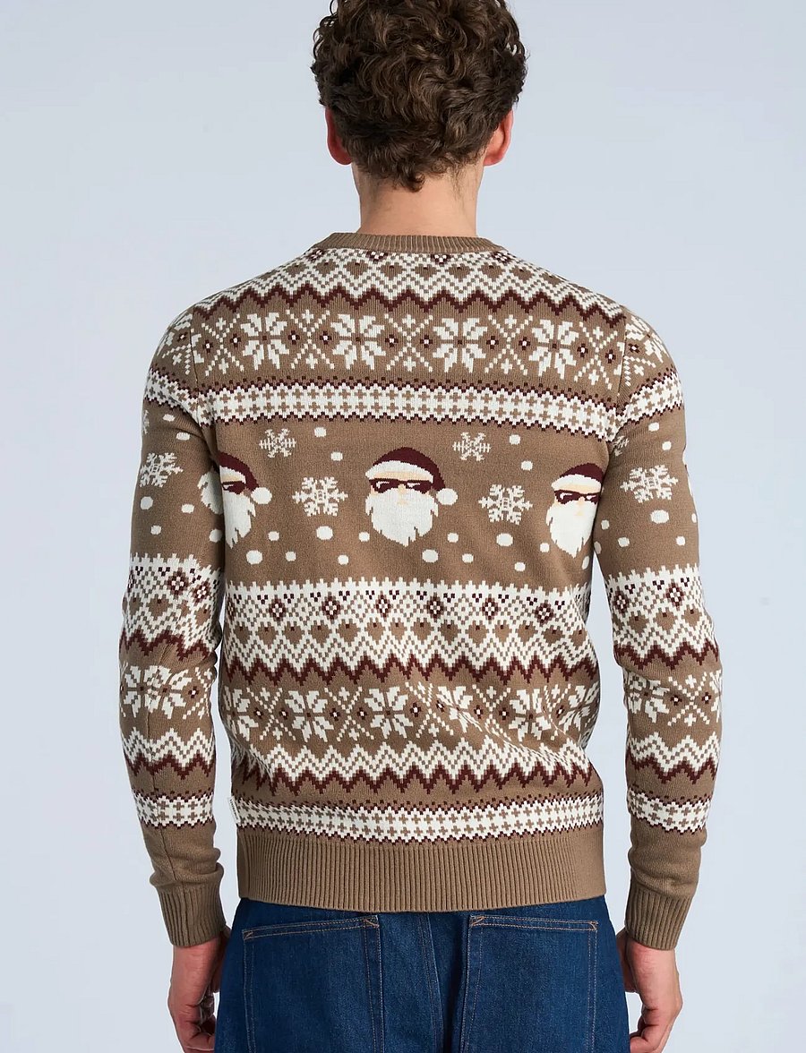 Lindbergh - Santa jacquard sweater - round necks - brown - 4