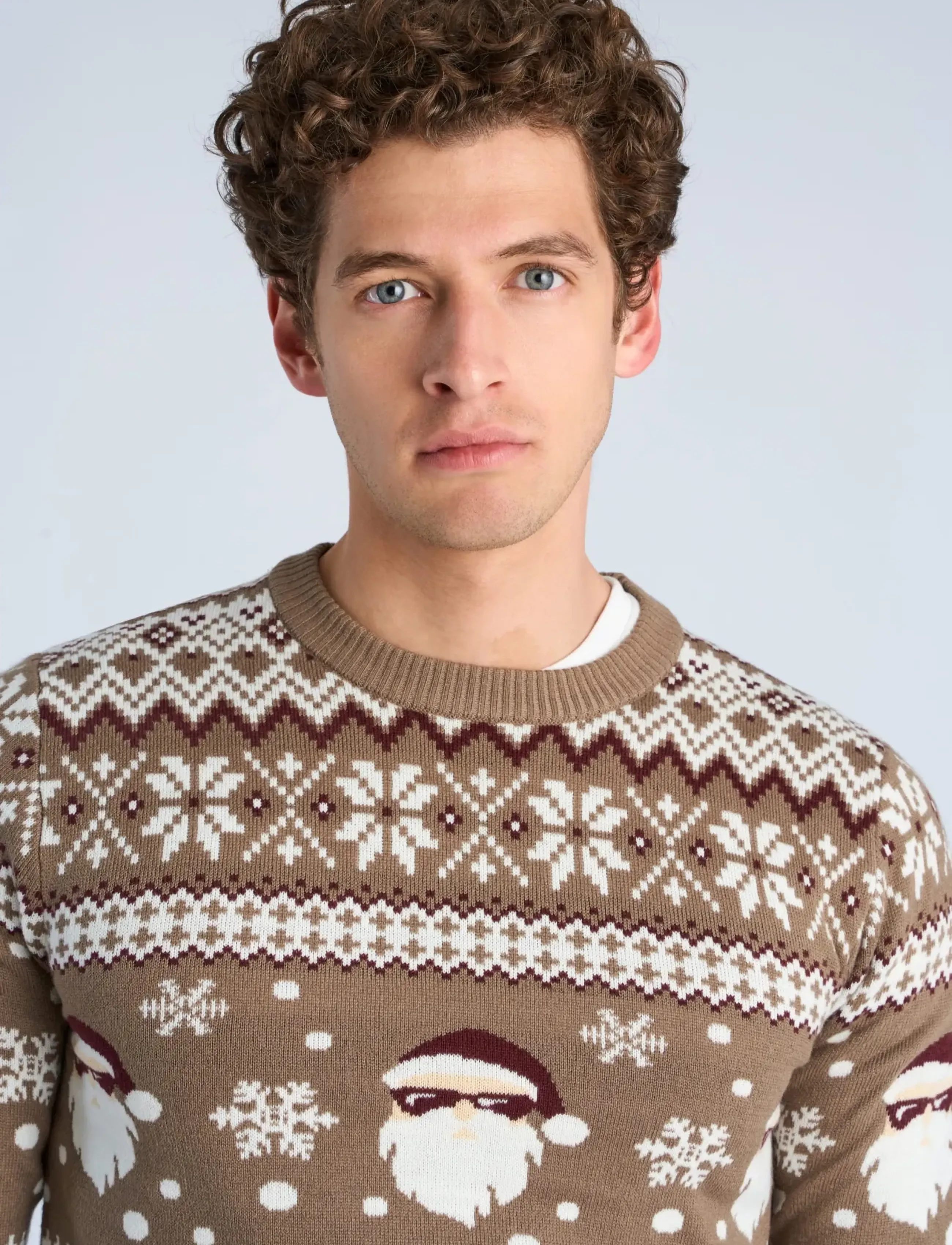Lindbergh - Santa jacquard sweater - round necks - brown - 5