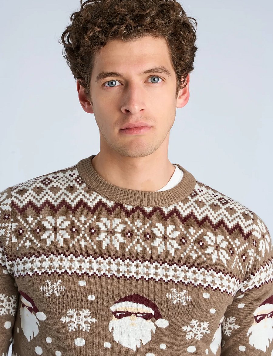 Lindbergh - Santa jacquard sweater - round necks - brown - 5