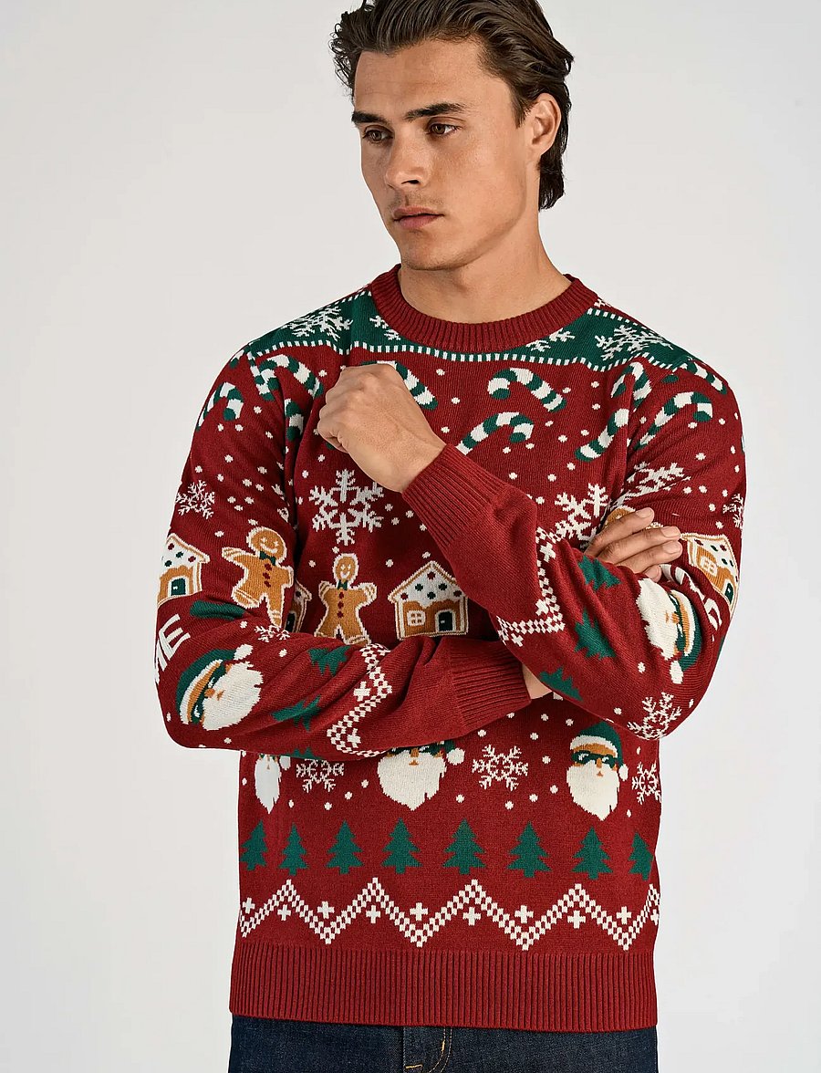Lindbergh - Santa jacquard sweater - round necks - dk red - 3