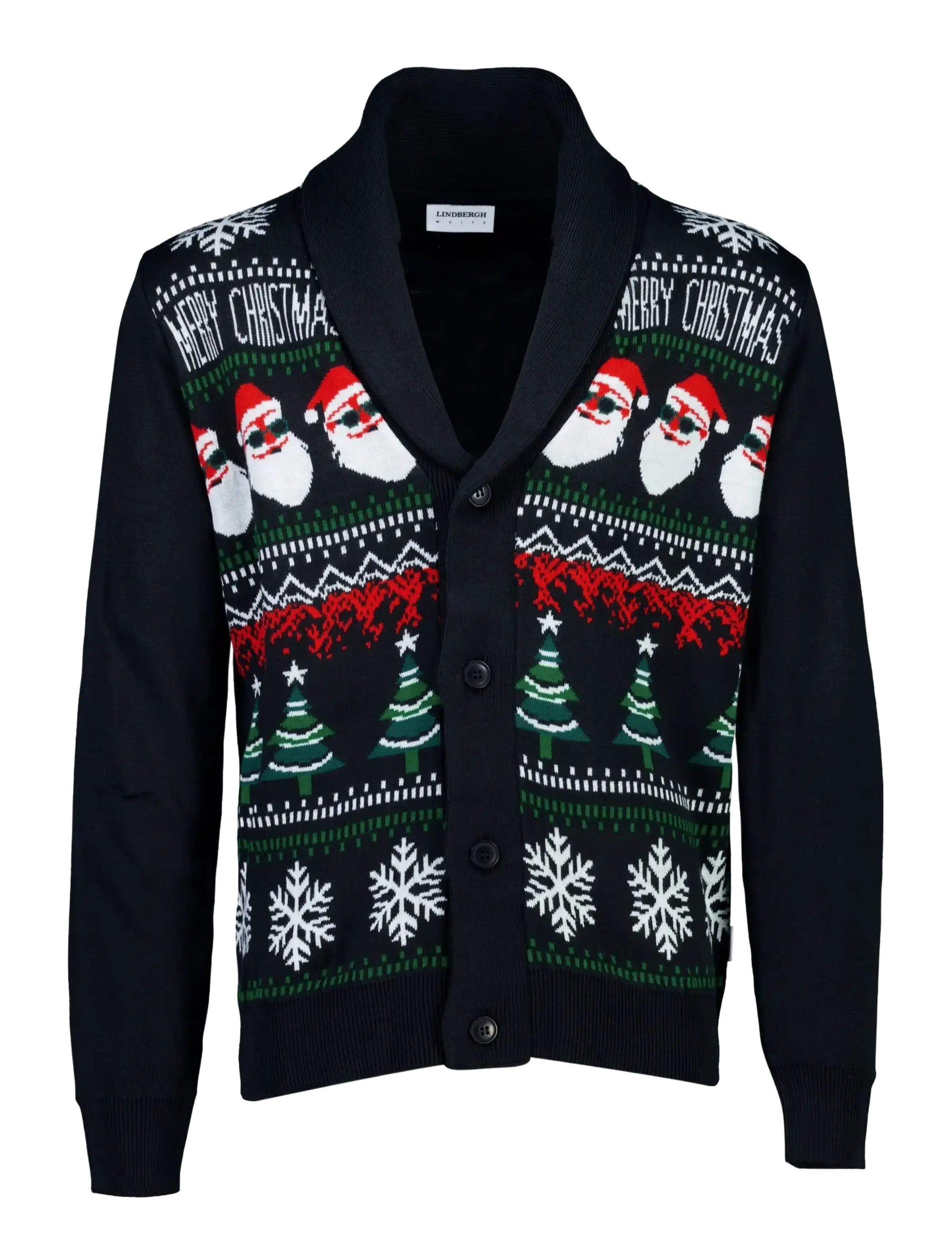 Lindbergh - Xmas shawl collar cardigan - koftor - black - 1
