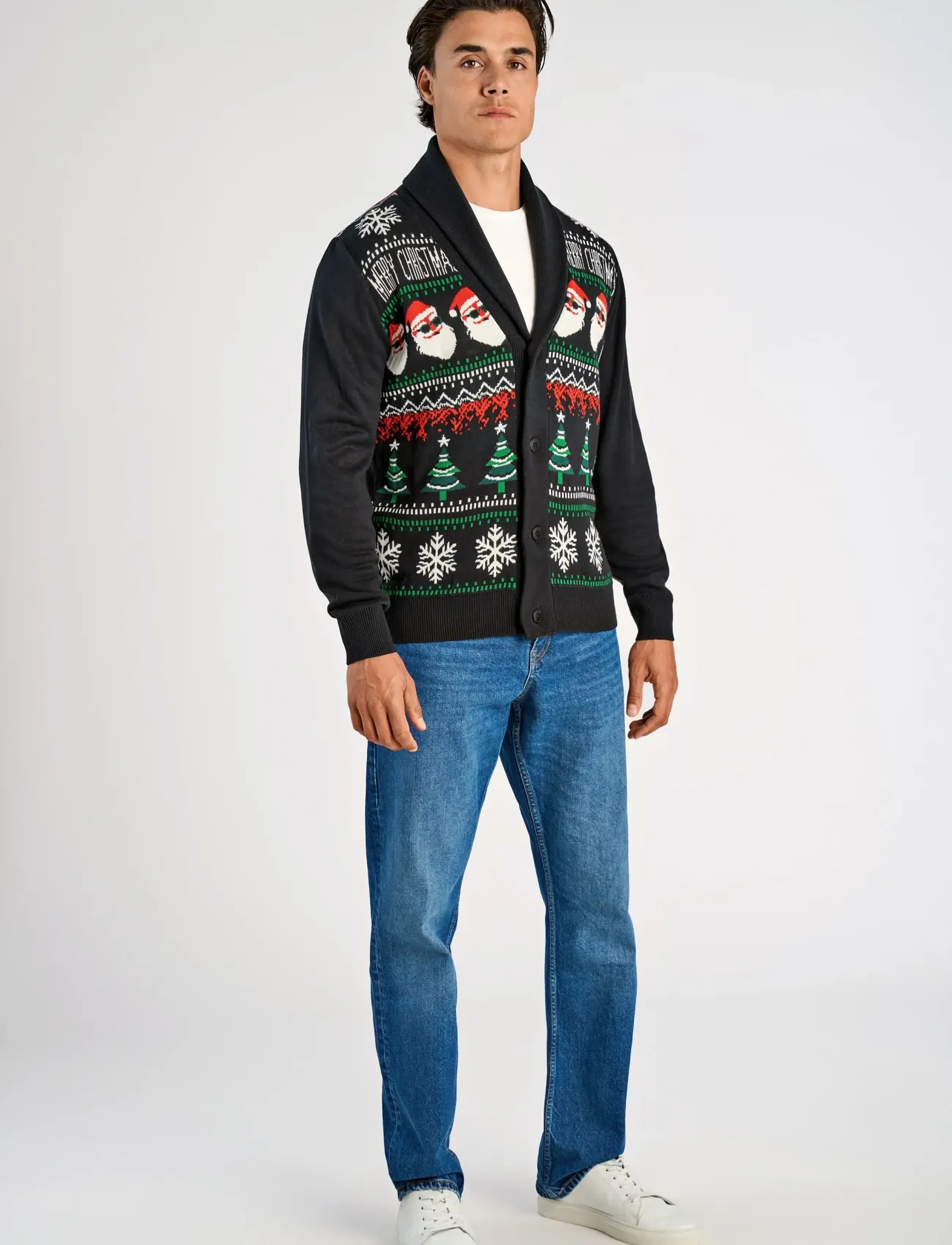 Lindbergh Xmas shawl collar cardigan - Kollektioner - BLACK / black