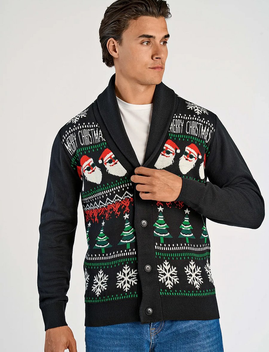 Lindbergh - Xmas shawl collar cardigan - koftor - black - 3