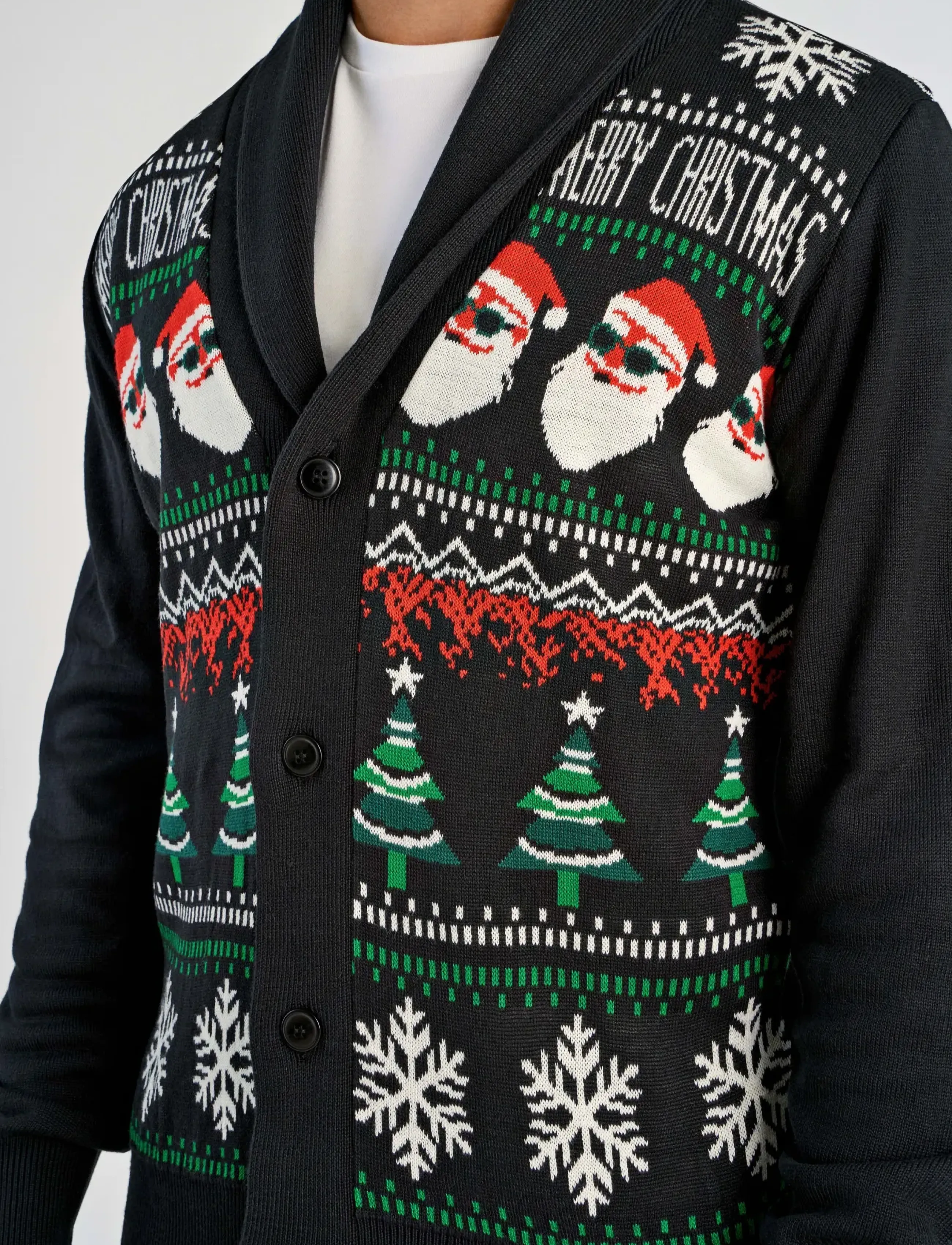 Lindbergh - Xmas shawl collar cardigan - koftor - black - 4