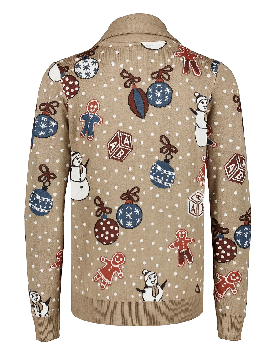 Lindbergh - Xmas shawl collar cardigan - kardiganid - brown - 2