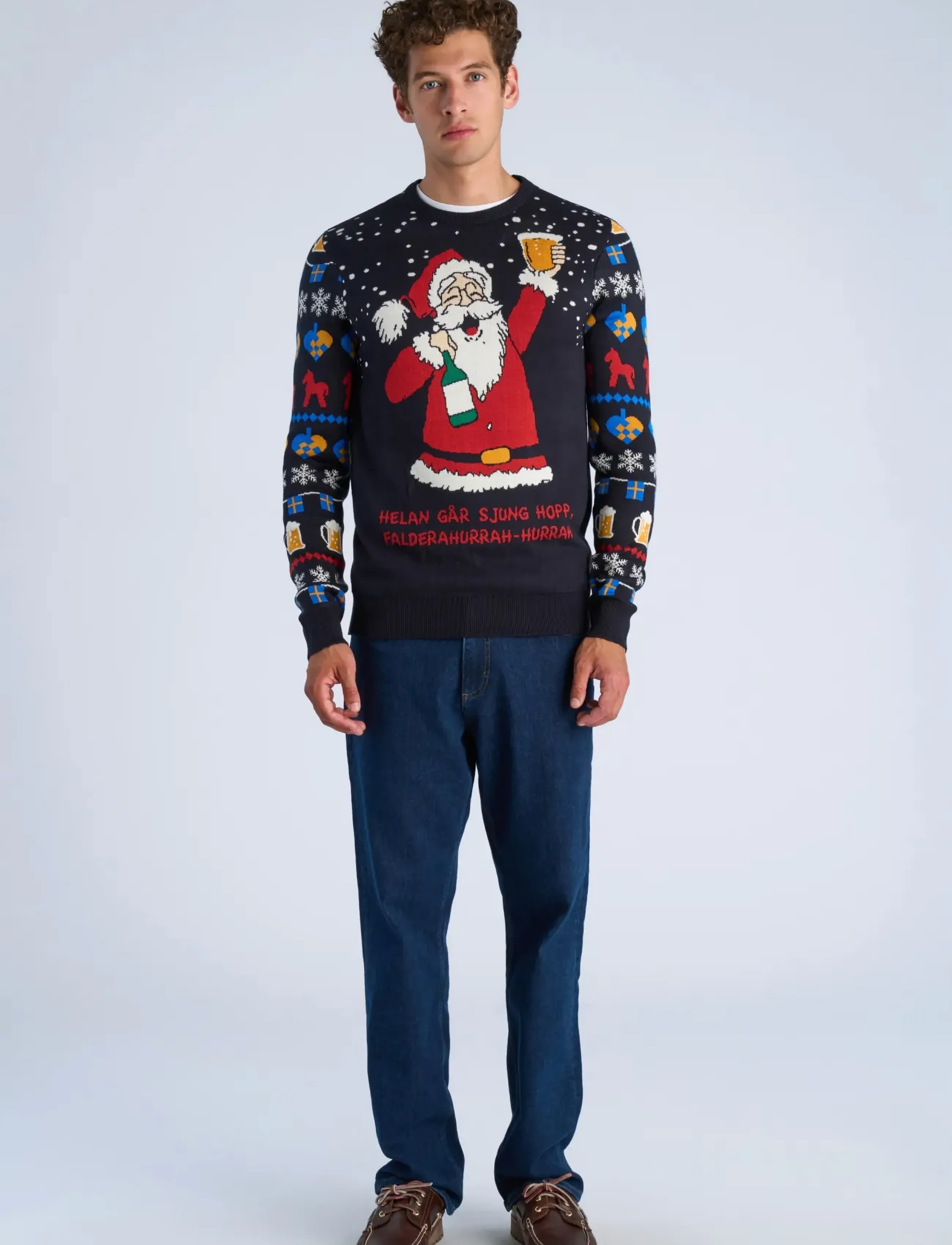 Lindbergh - Xmas cheers o-neck sweater - round necks - blue - 0