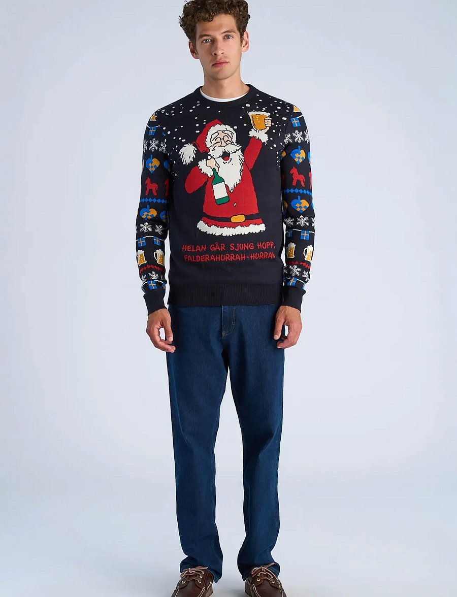 Lindbergh - Xmas cheers o-neck sweater - round necks - blue - 0