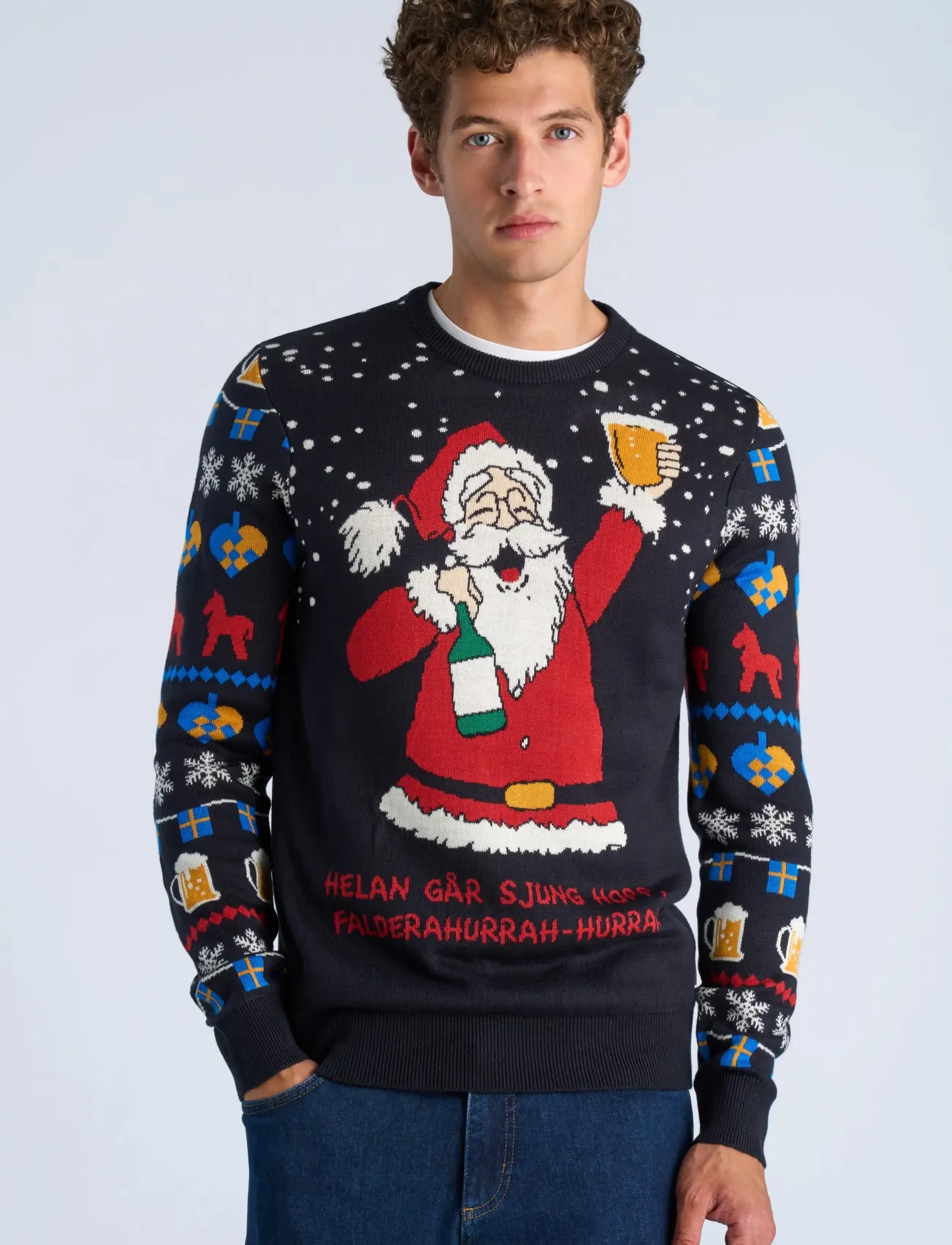 Lindbergh - Xmas cheers o-neck sweater - round necks - blue - 3